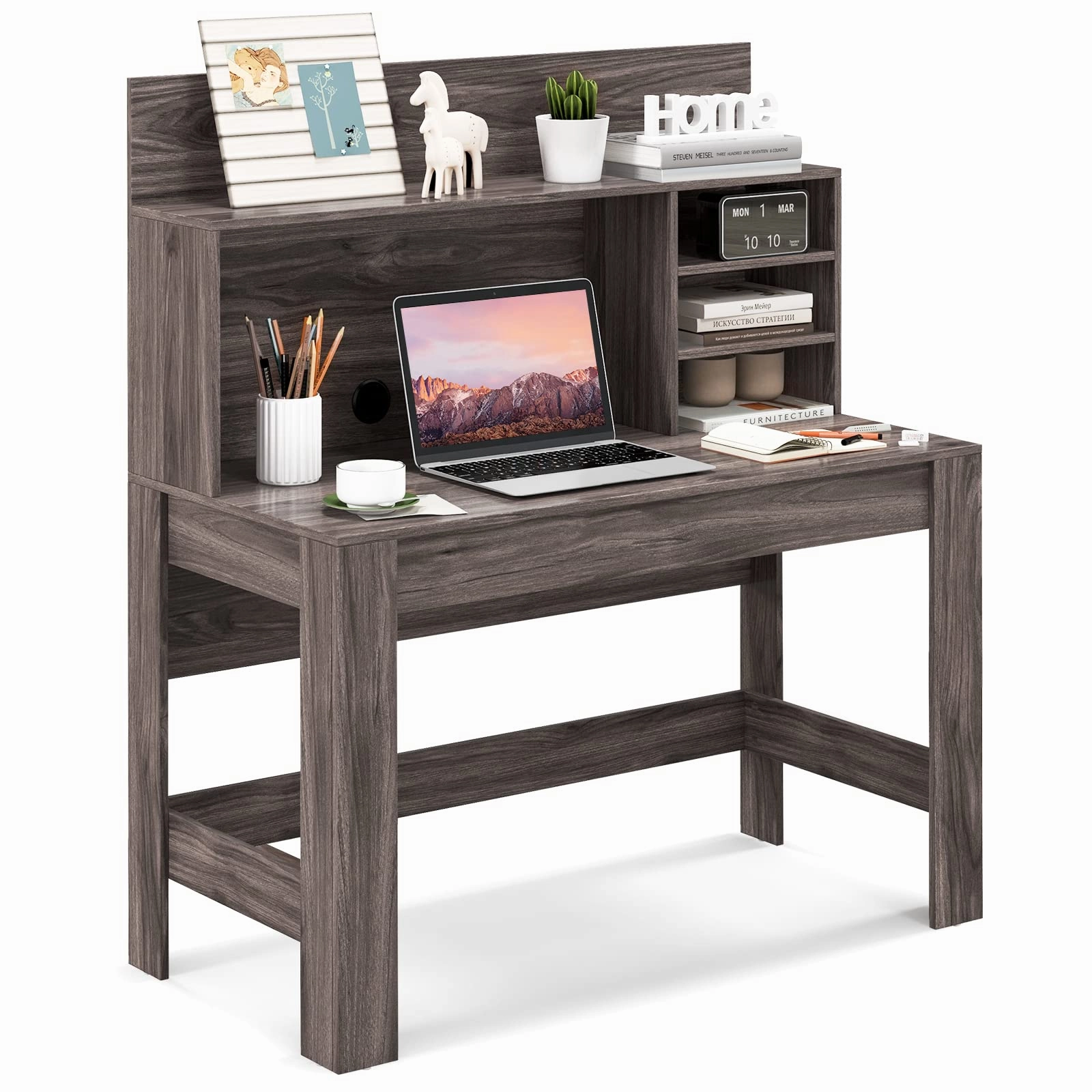 Giantex Computer Desk with Bookshelf patio decor, garden accessories
