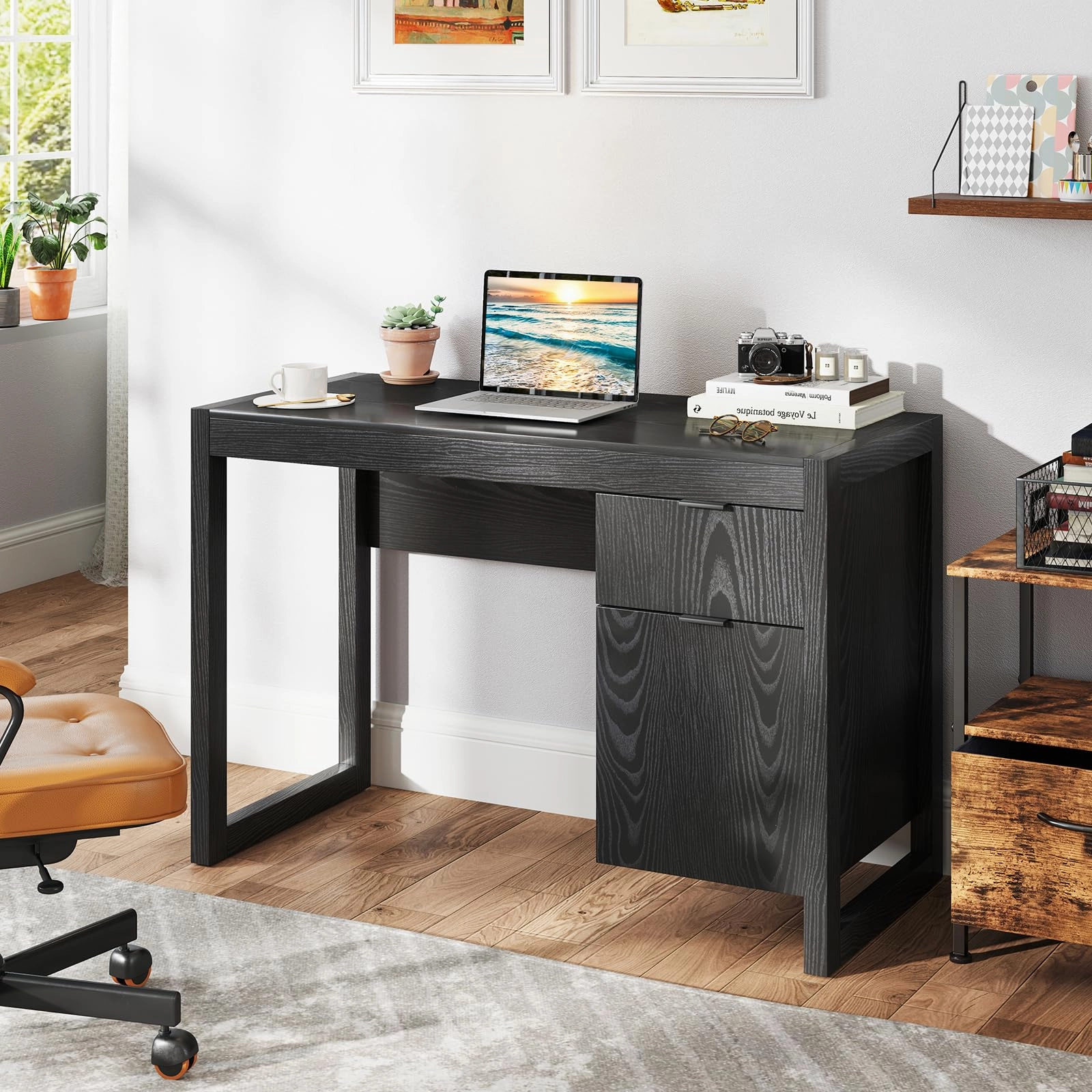 Giantex Computer Desk with Drawer & Storage Cabinet
