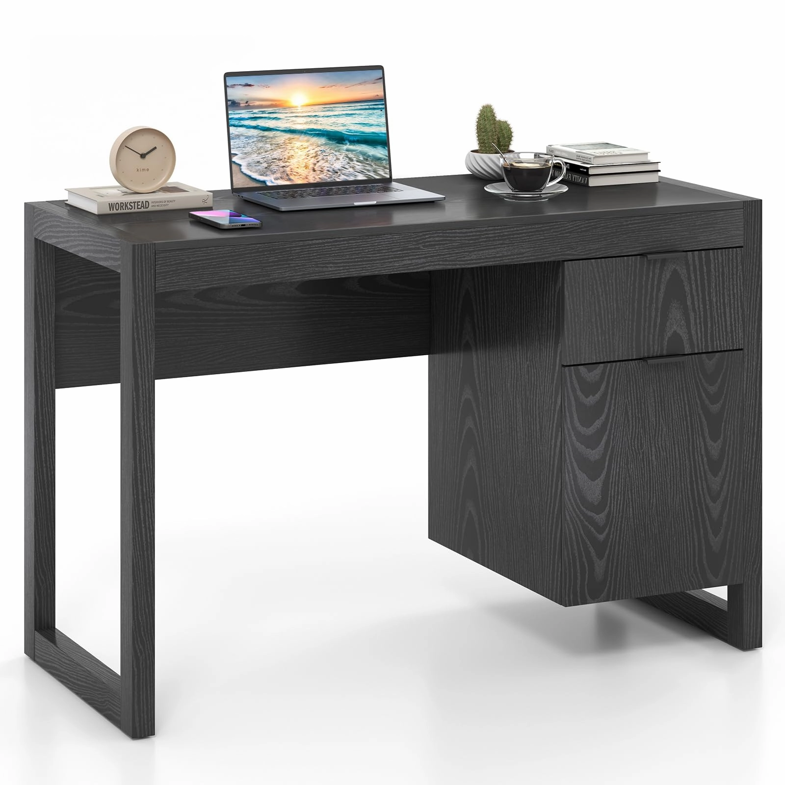 Giantex Computer Desk with Drawer & Storage Cabinet patio decor, garden accessories