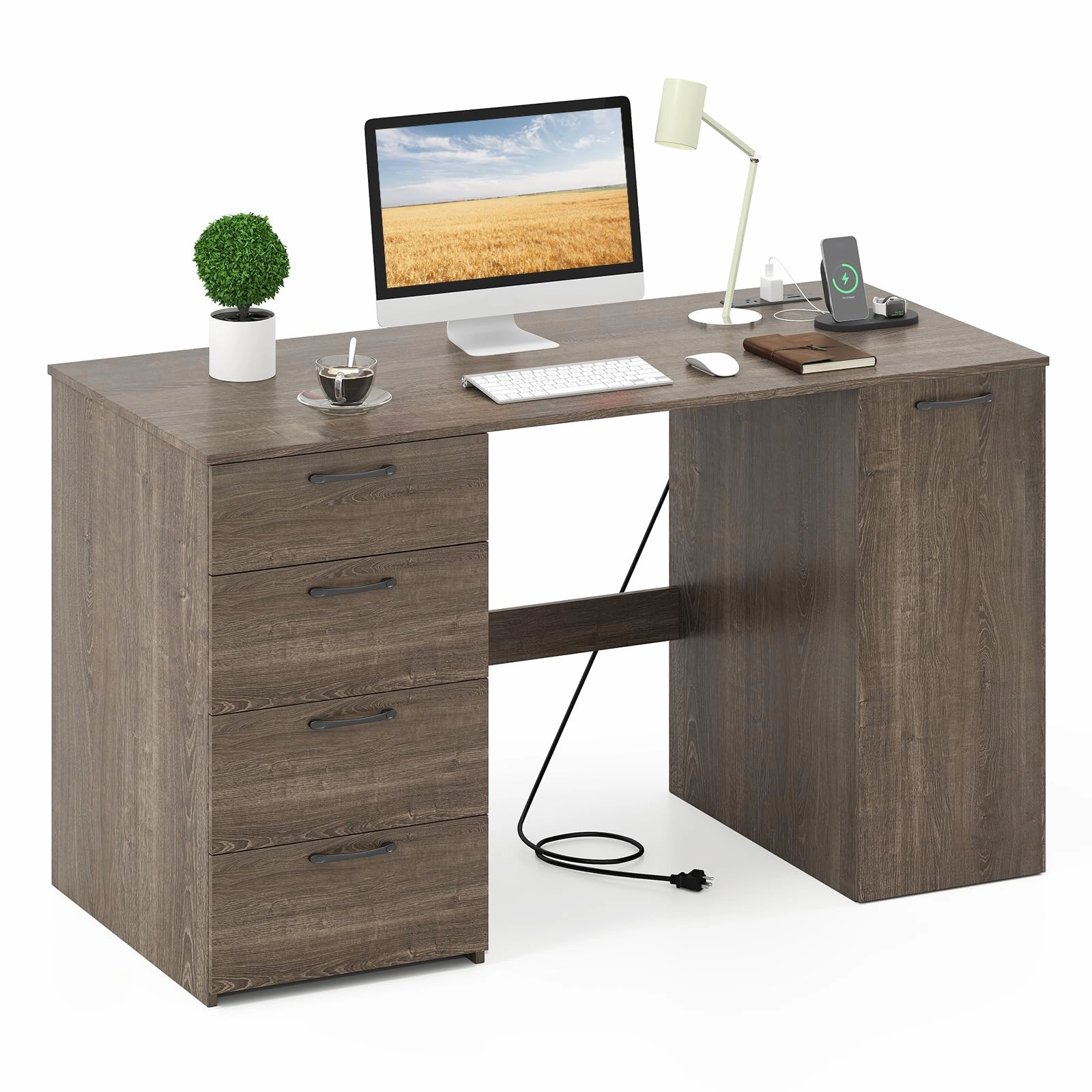 Giantex Computer Desk with Drawers 53 Inch patio decor, garden accessories