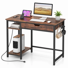 Giantex Computer Desk with Drawers and Power Outlets patio decor, garden accessories