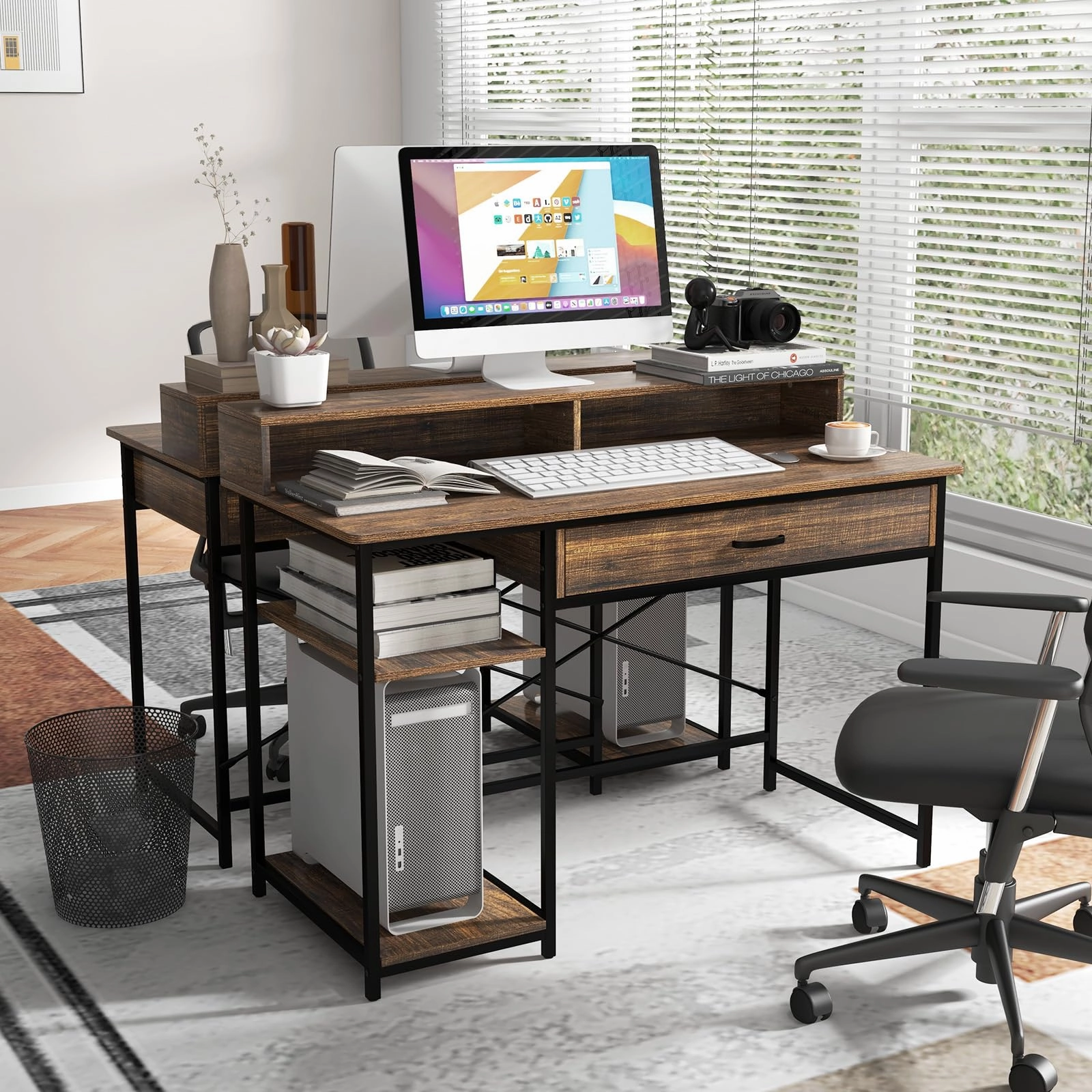 Giantex Computer Desk with Monitor Shelf