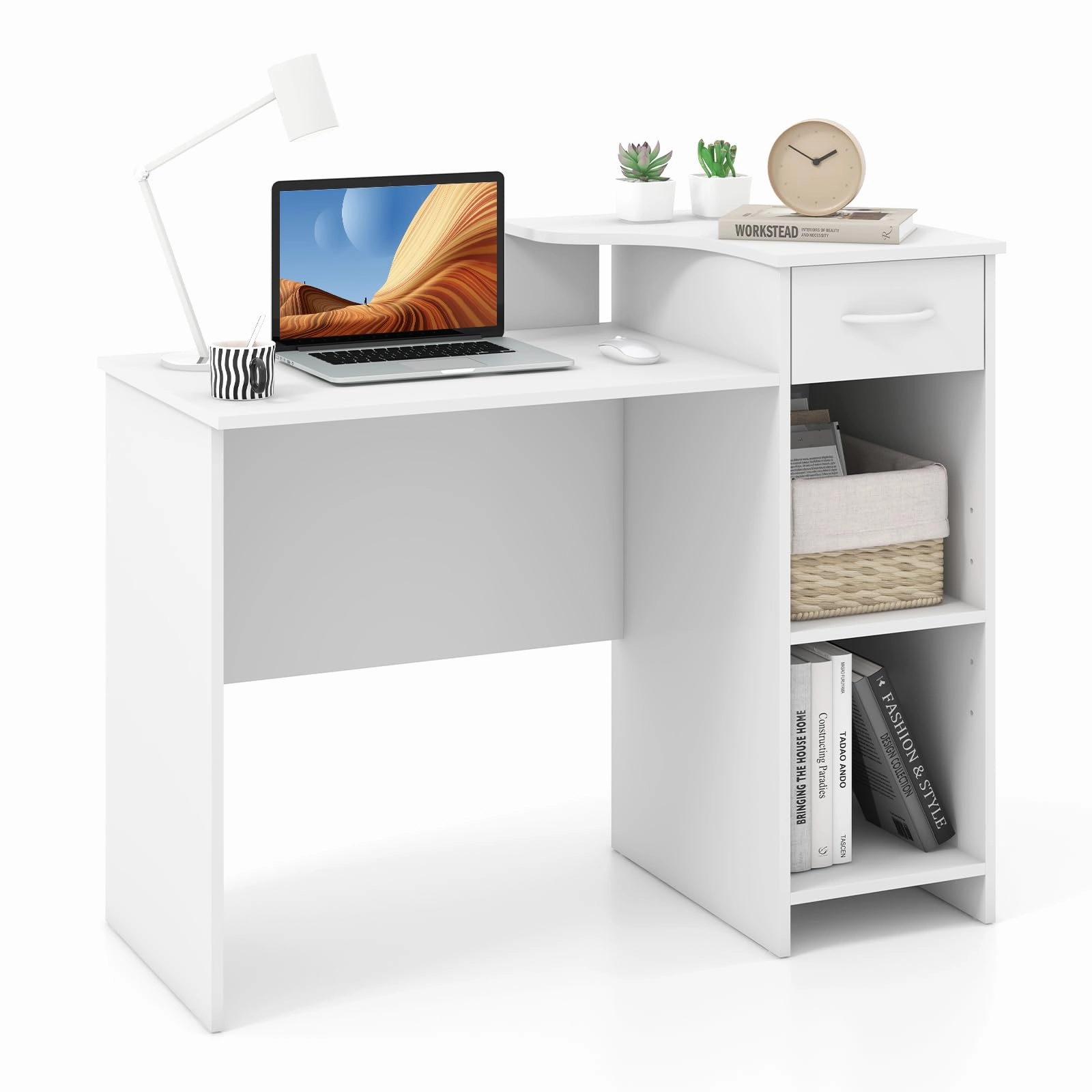 Giantex Computer Desk with Storage, Modern PC Laptop Table with 5-Position Adjustable Shelf patio decor, garden accessories