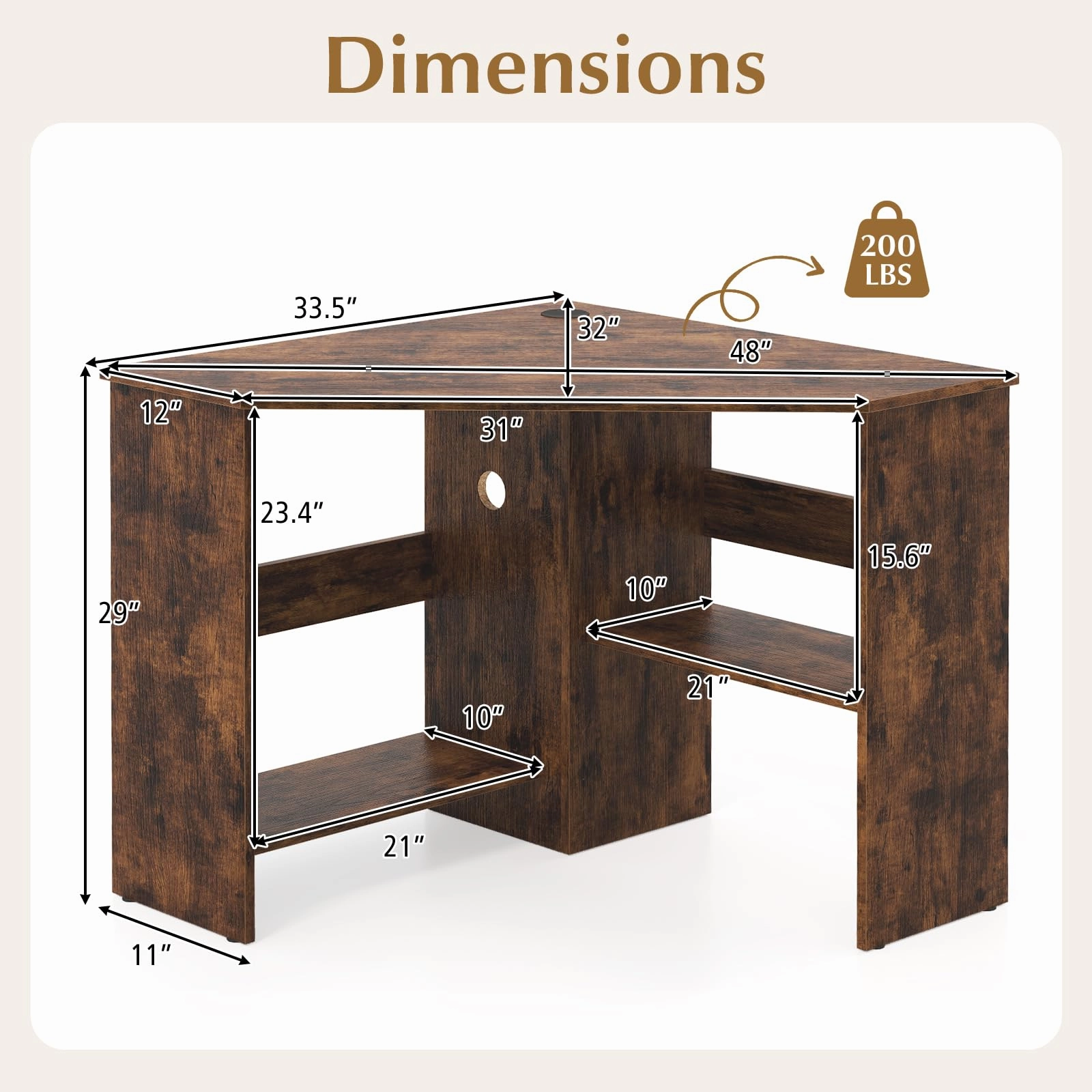 Giantex Computer Desk with Storage Shelves and CPU Stand