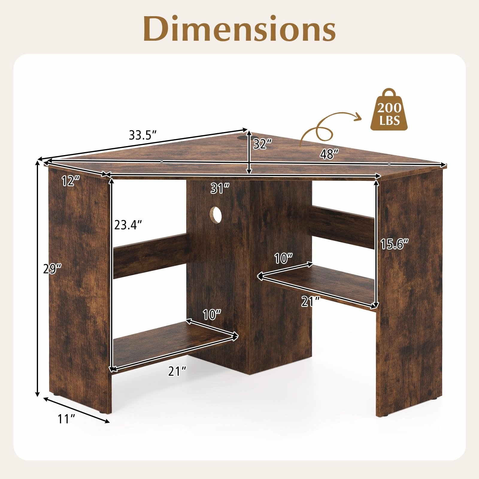 Giantex Computer Desk with Storage Shelves and CPU Stand