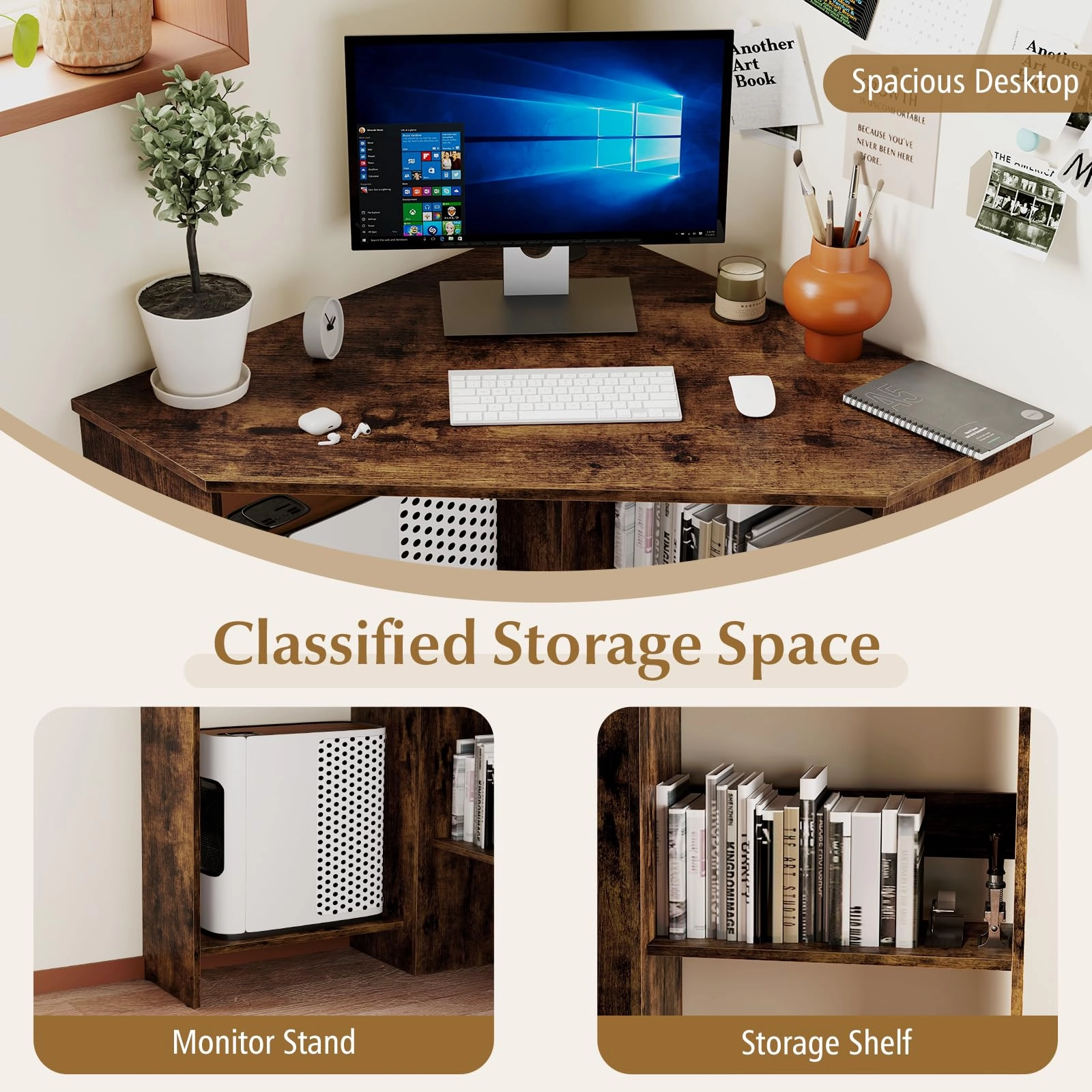 Giantex Computer Desk with Storage Shelves and CPU Stand