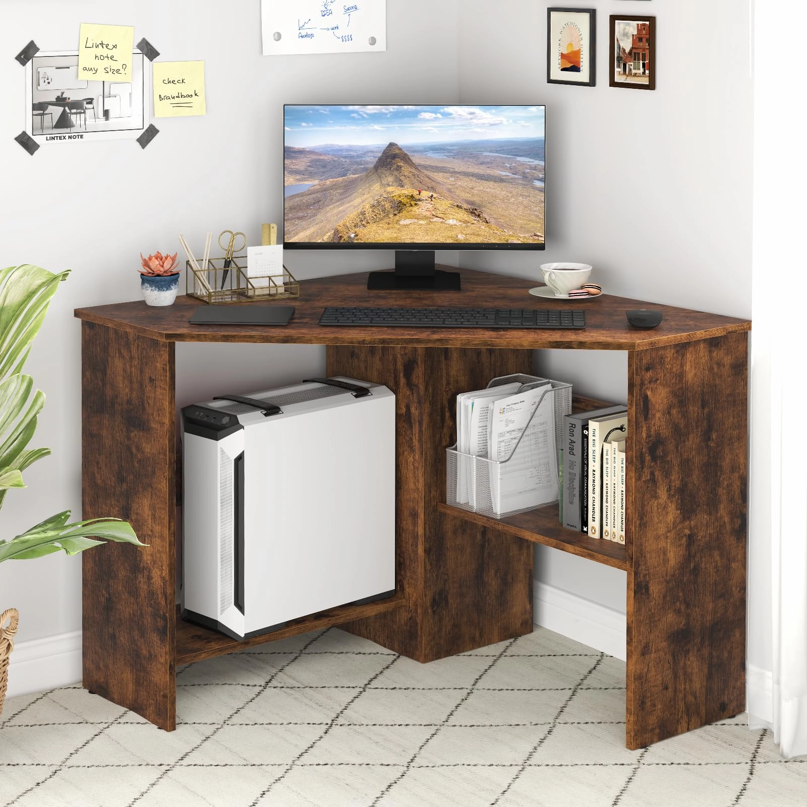 Giantex Computer Desk with Storage Shelves and CPU Stand
