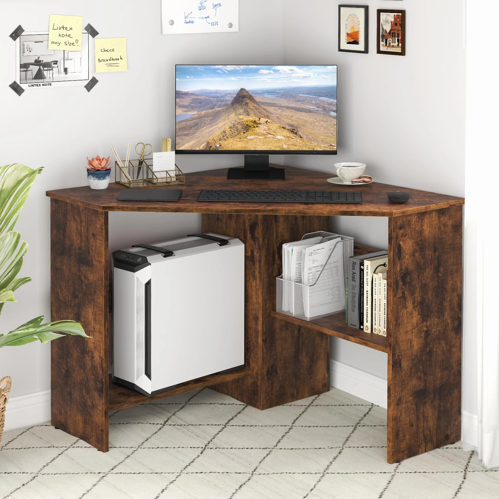 Giantex Computer Desk with Storage Shelves and CPU Stand
