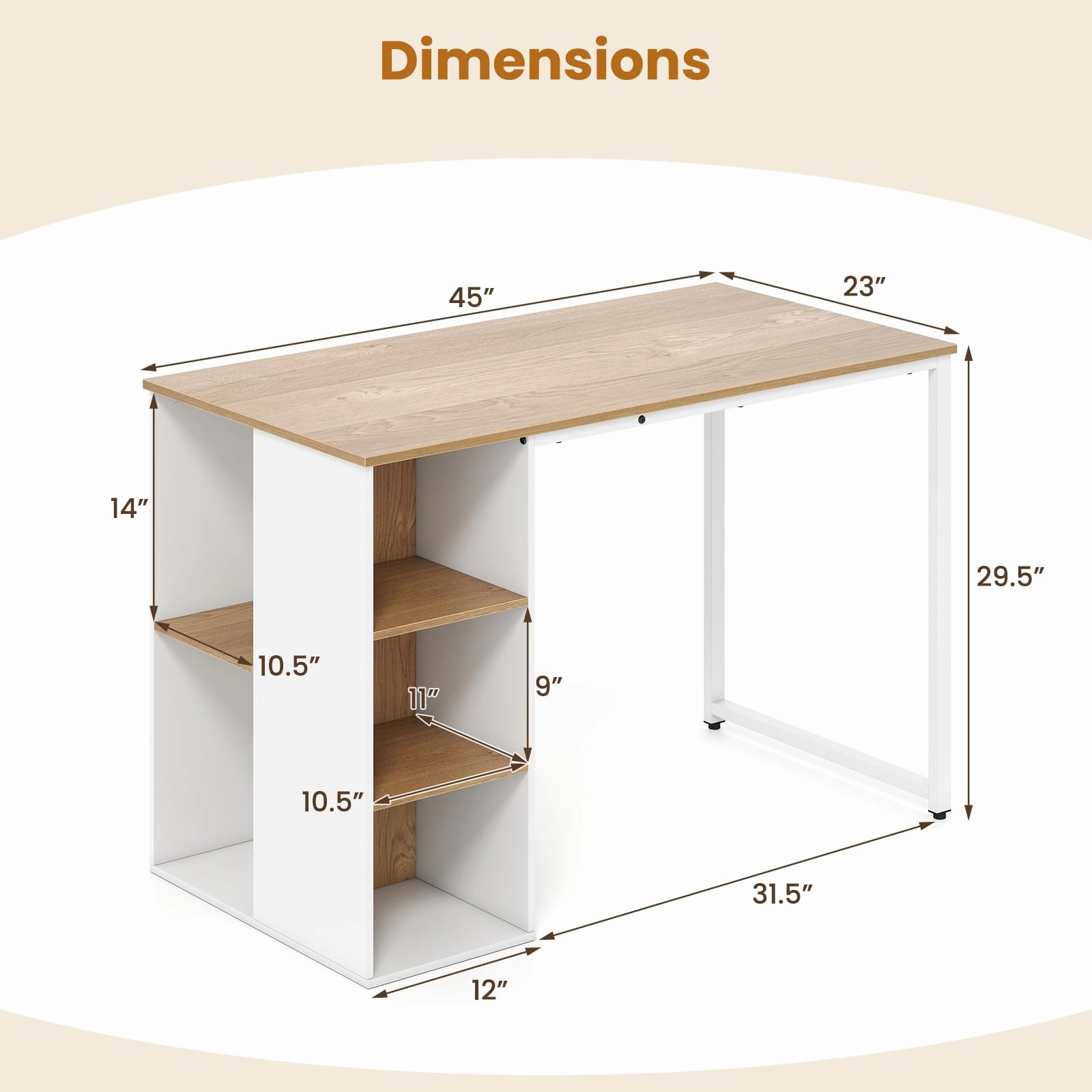 Giantex Computer Desk with Storage Shelves for Bedroom