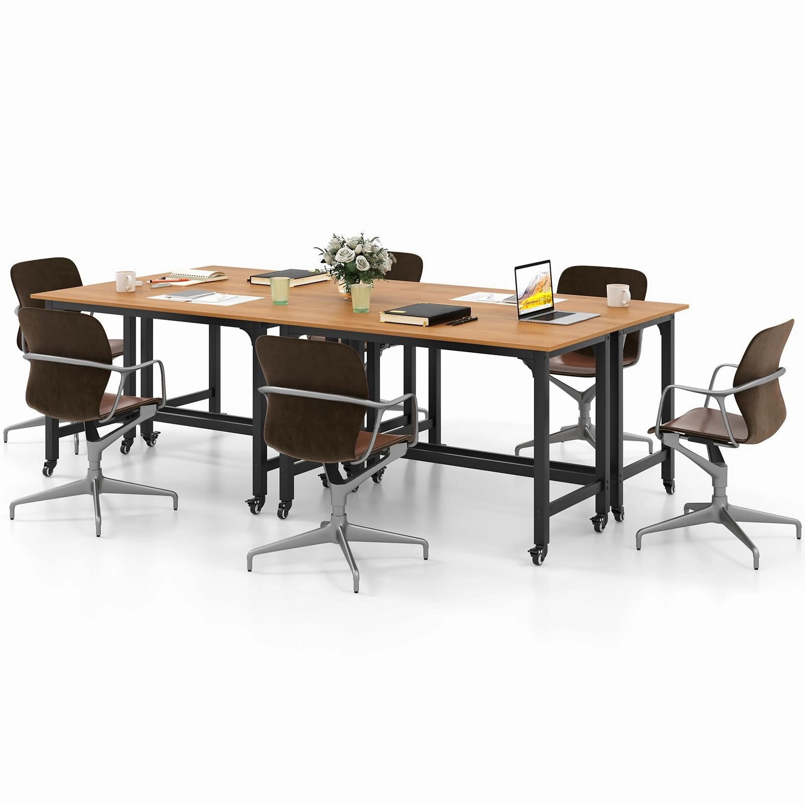 Giantex Conference Table, 48" Rectangular Mobile Meeting Room Desk with Removable Storage Bag & 2 Hanging Hooks
