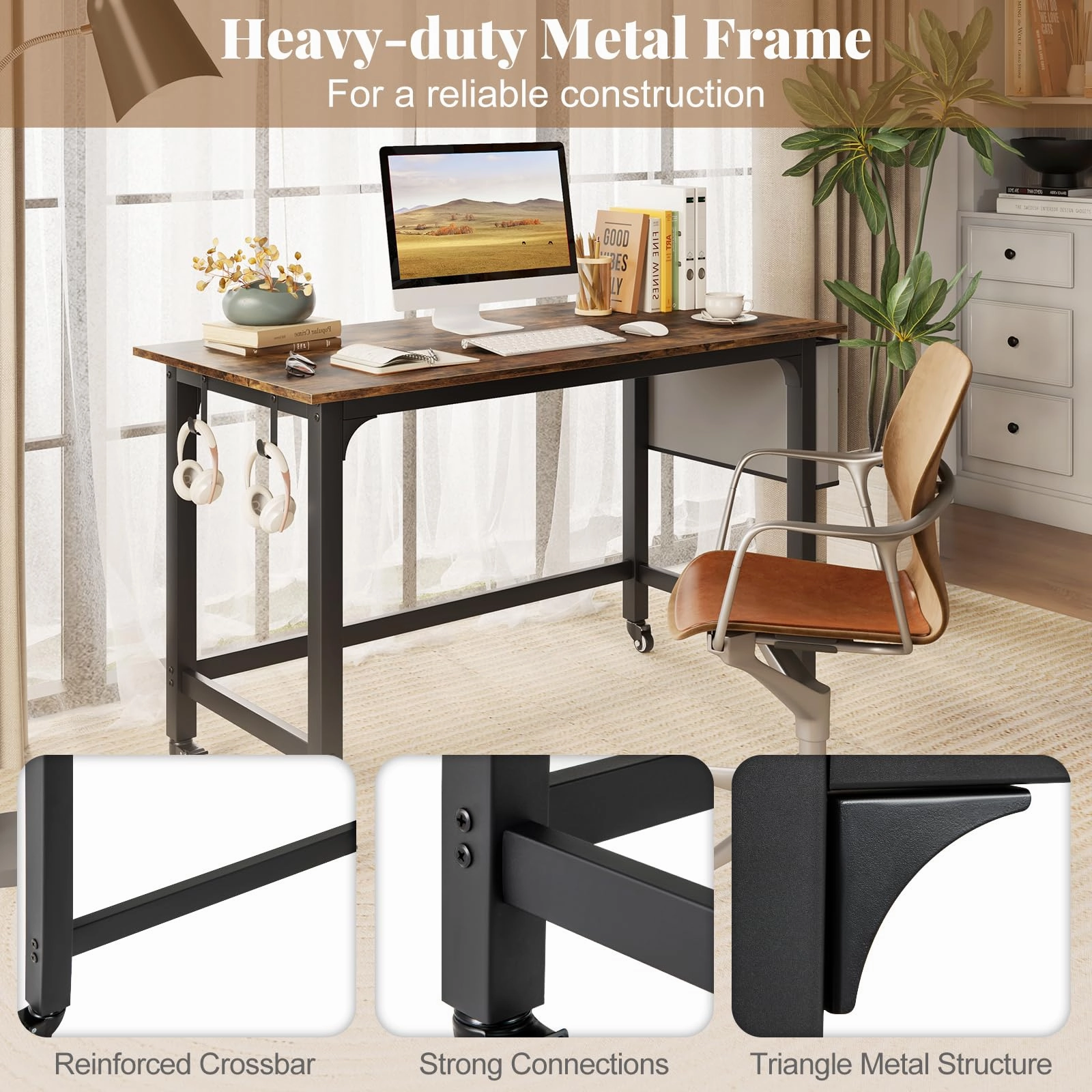 Giantex Conference Table, 48" Rectangular Mobile Meeting Room Desk with Removable Storage Bag & 2 Hanging Hooks