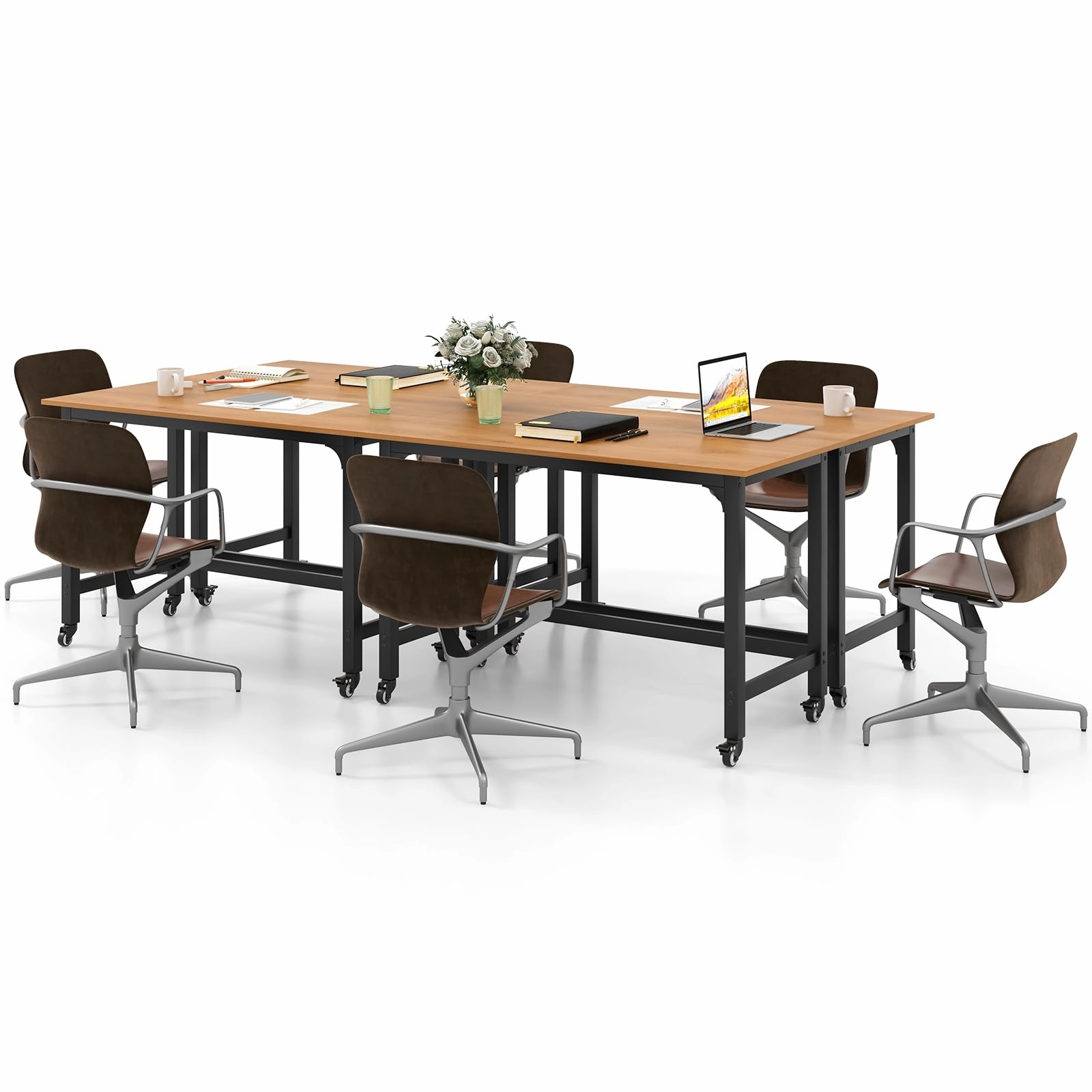 Giantex Conference Table, 48" Rectangular Mobile Meeting Room Desk with Removable Storage Bag & 2 Hanging Hooks