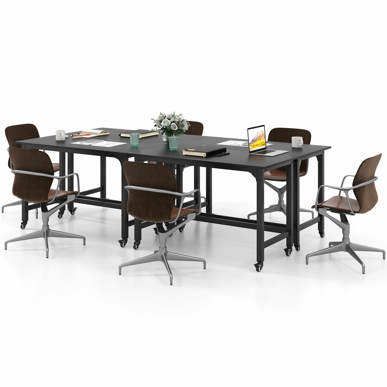 Giantex Conference Table, 48" Rectangular Mobile Meeting Room Desk with Removable Storage Bag & 2 Hanging Hooks