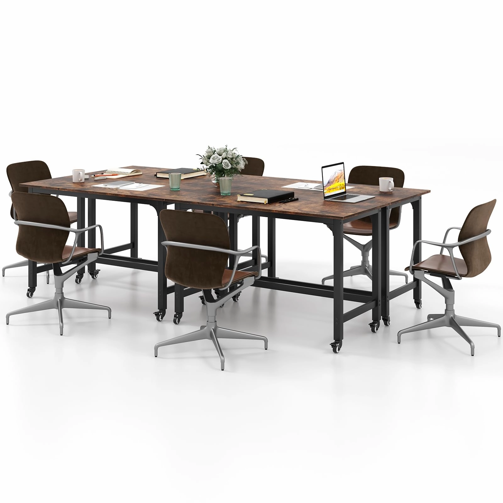 Giantex Conference Table, 48" Rectangular Mobile Meeting Room Desk with Removable Storage Bag & 2 Hanging Hooks