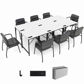 Giantex Conference Table with Charging Station, 2/4/6 PCS 32" x 24" Rectangular Meeting Room Desk with Storage Bag & Hook outdoor dining set, patio table
