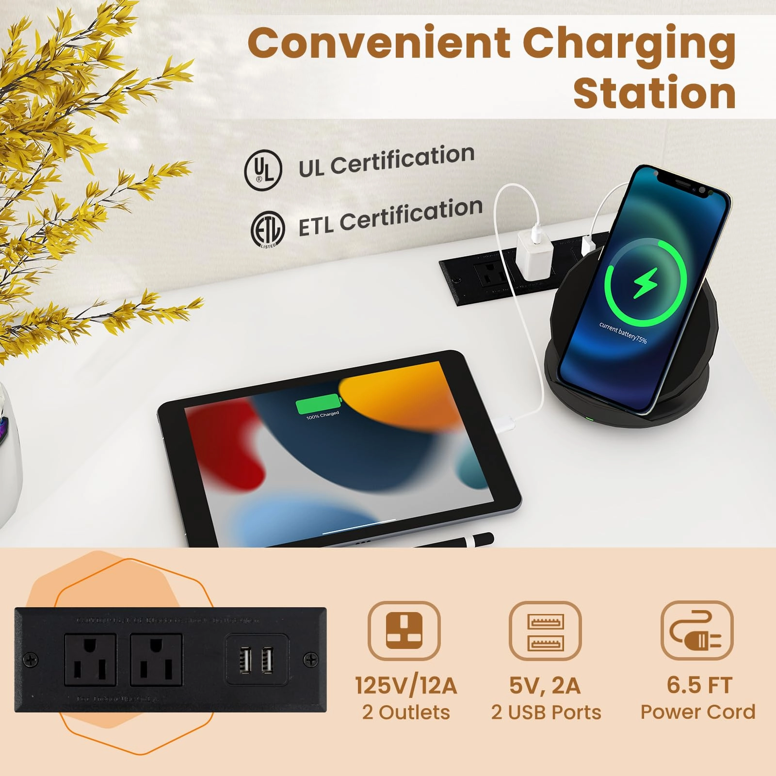 Giantex Conference Table with Charging Station, 2/4/6 PCS 32" x 24" Rectangular Meeting Room Desk with Storage Bag & Hook