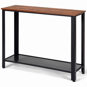 Giantex Console Sofa Table Wood W/Adjustable Feet and Storage Shelf cowhide rug, animal hide rug