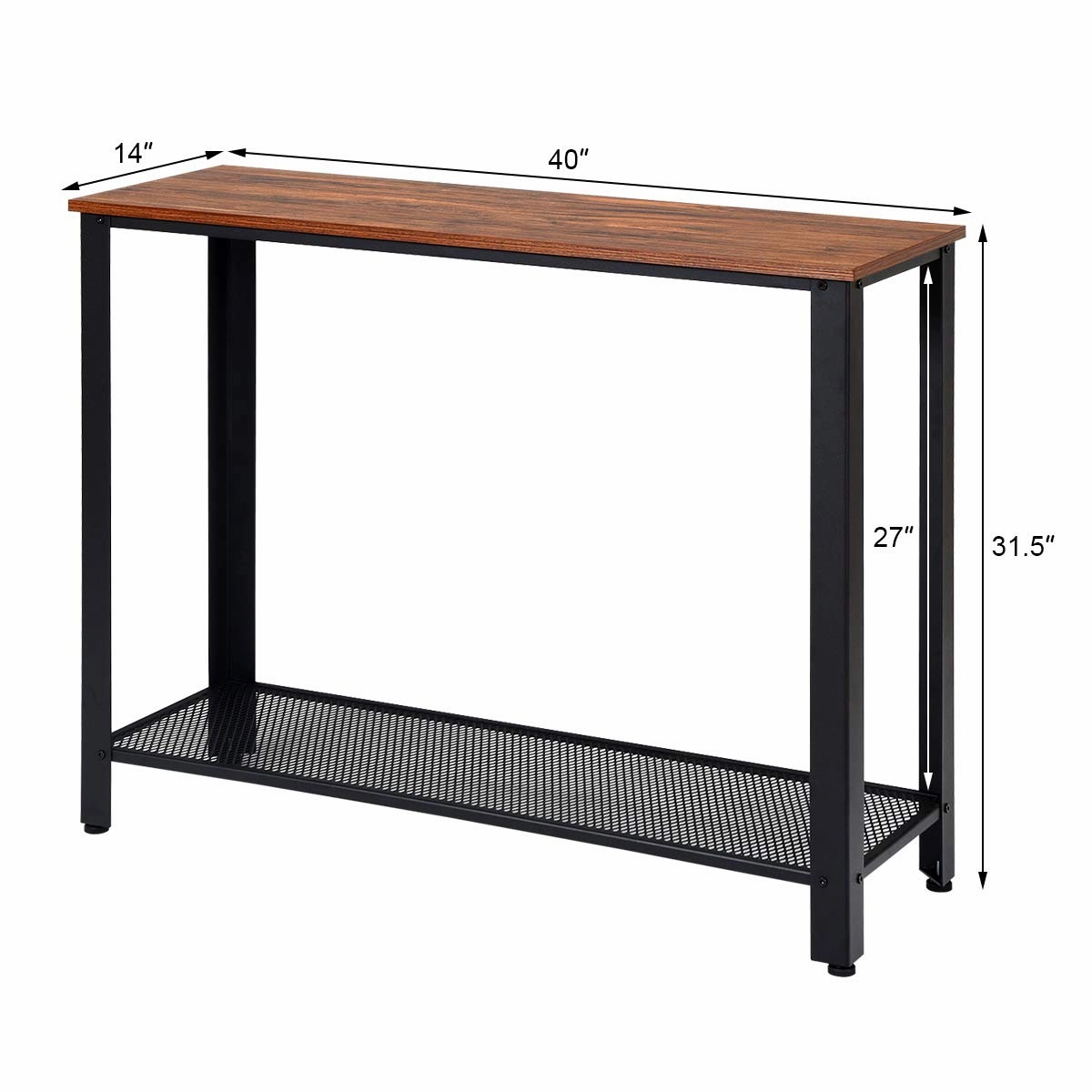 Giantex Console Sofa Table Wood W/Adjustable Feet and Storage Shelf