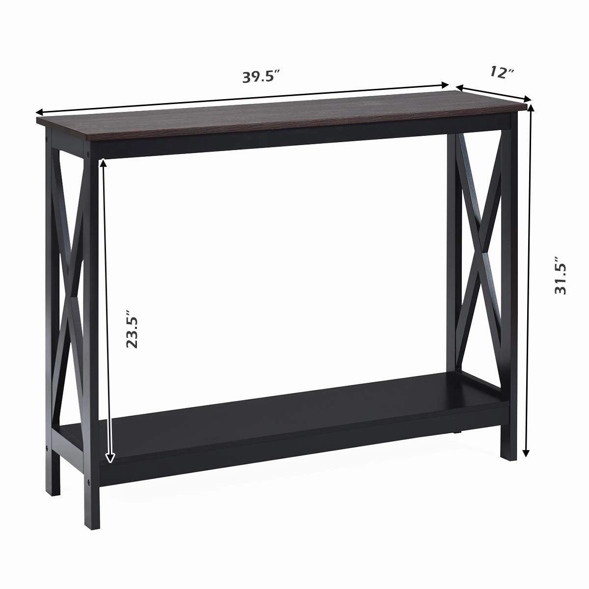 Giantex Console Table 2-Tier with Storage Shelf,X-Design Bookshelf