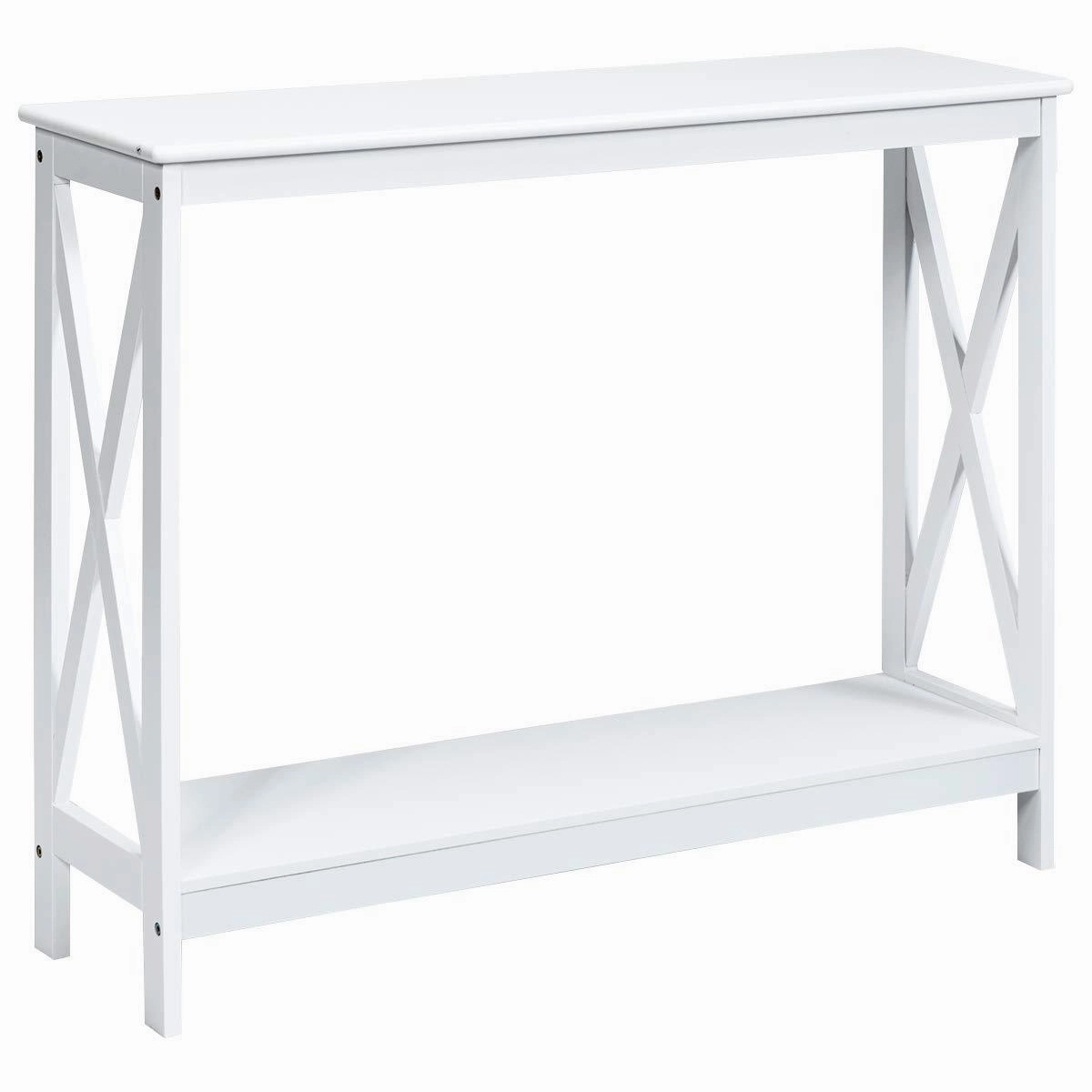 Giantex Console Table 2-Tier with Storage Shelf,X-Design Bookshelf