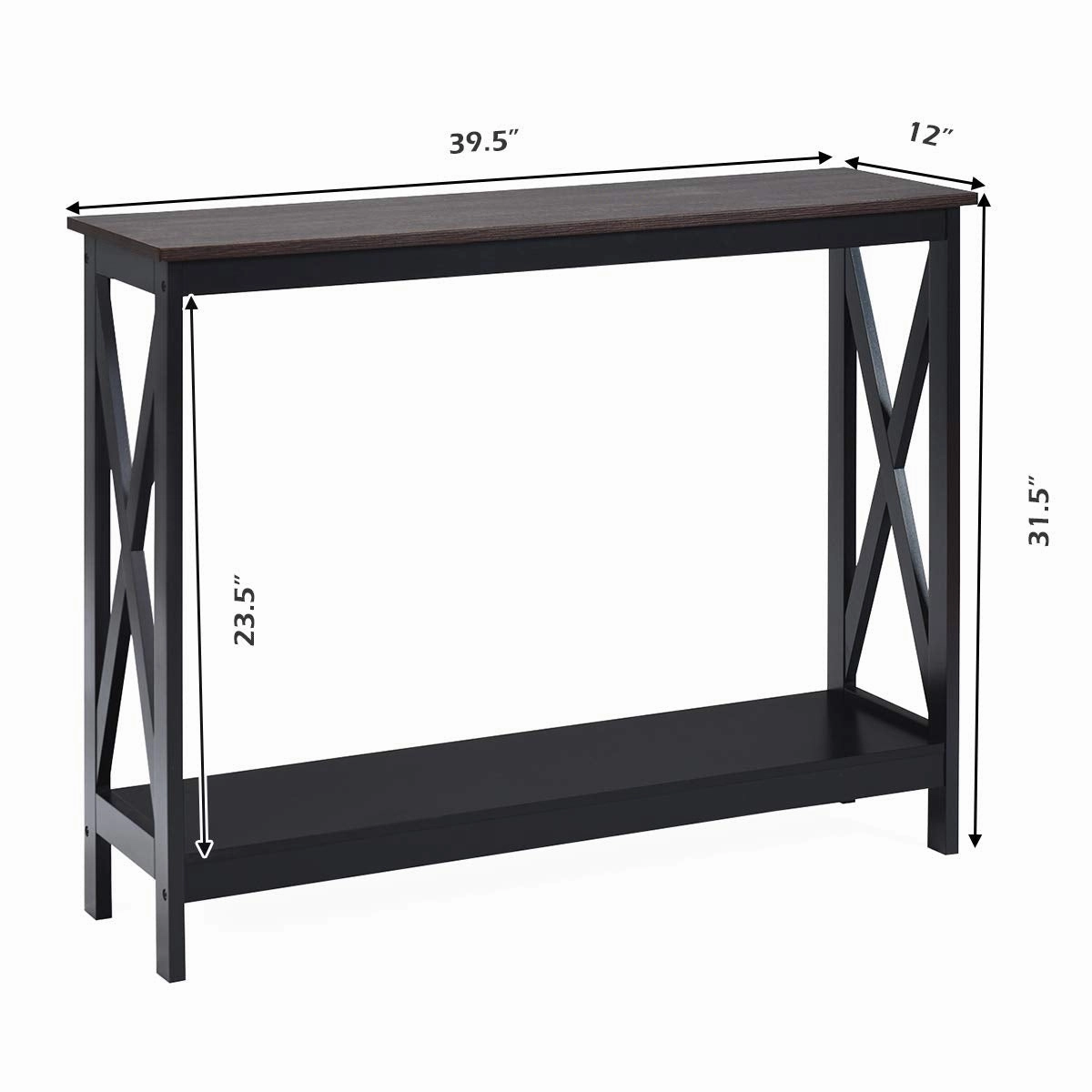 Giantex Console Table 2-Tier with Storage Shelf,X-Design Bookshelf