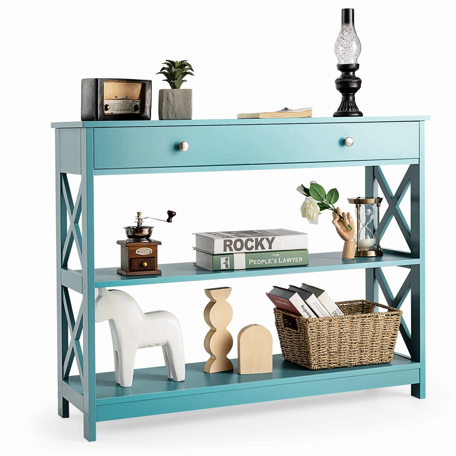 Giantex Console Table 3-Tier W/Drawer and Storage Shelves