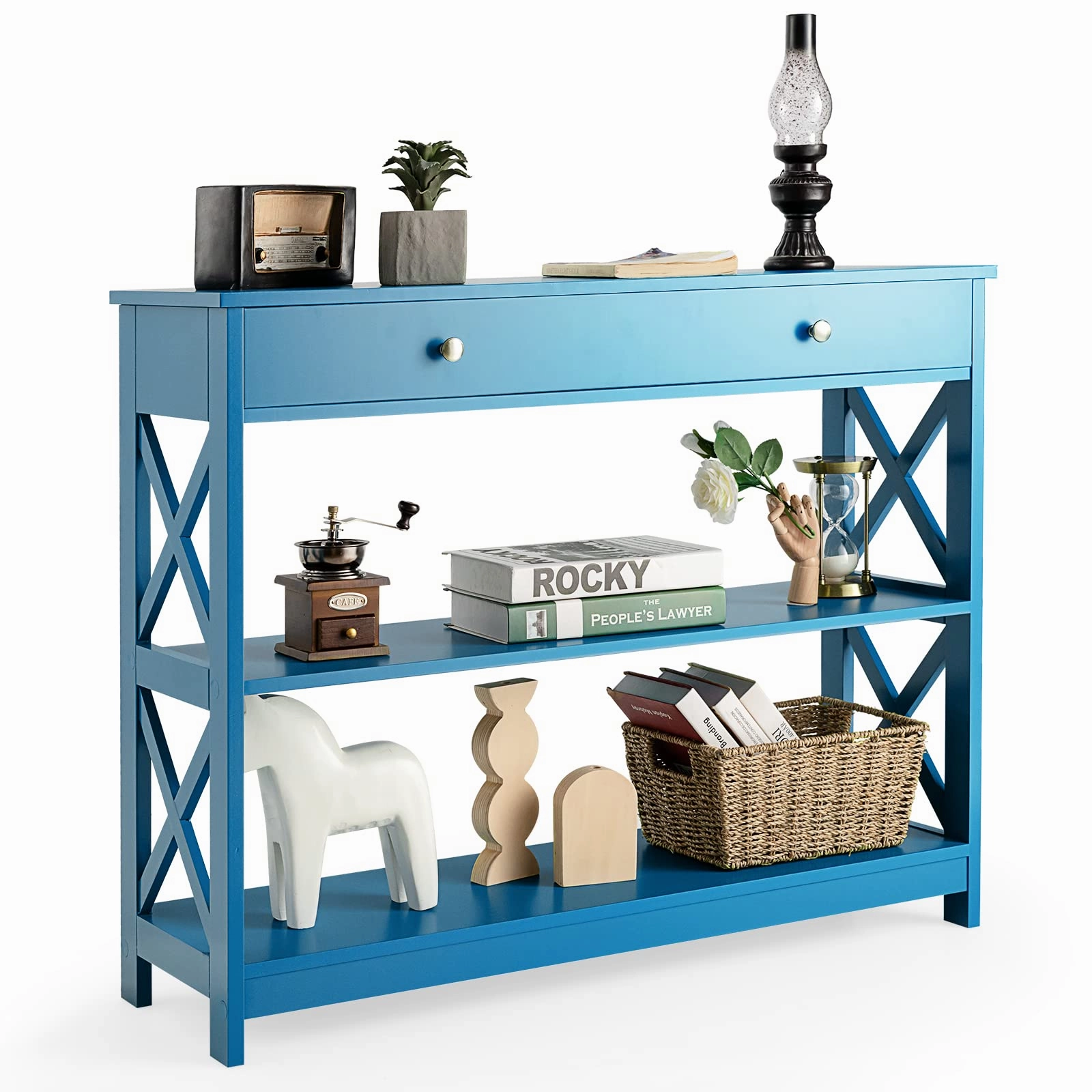 Giantex Console Table 3-Tier W/Drawer and Storage Shelves