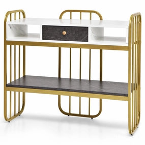 Giantex Console Table for Entryway, Sofa Table with Drawer, Storage Shelf, Metal Frame(Gold) cowhide rug, animal hide rug