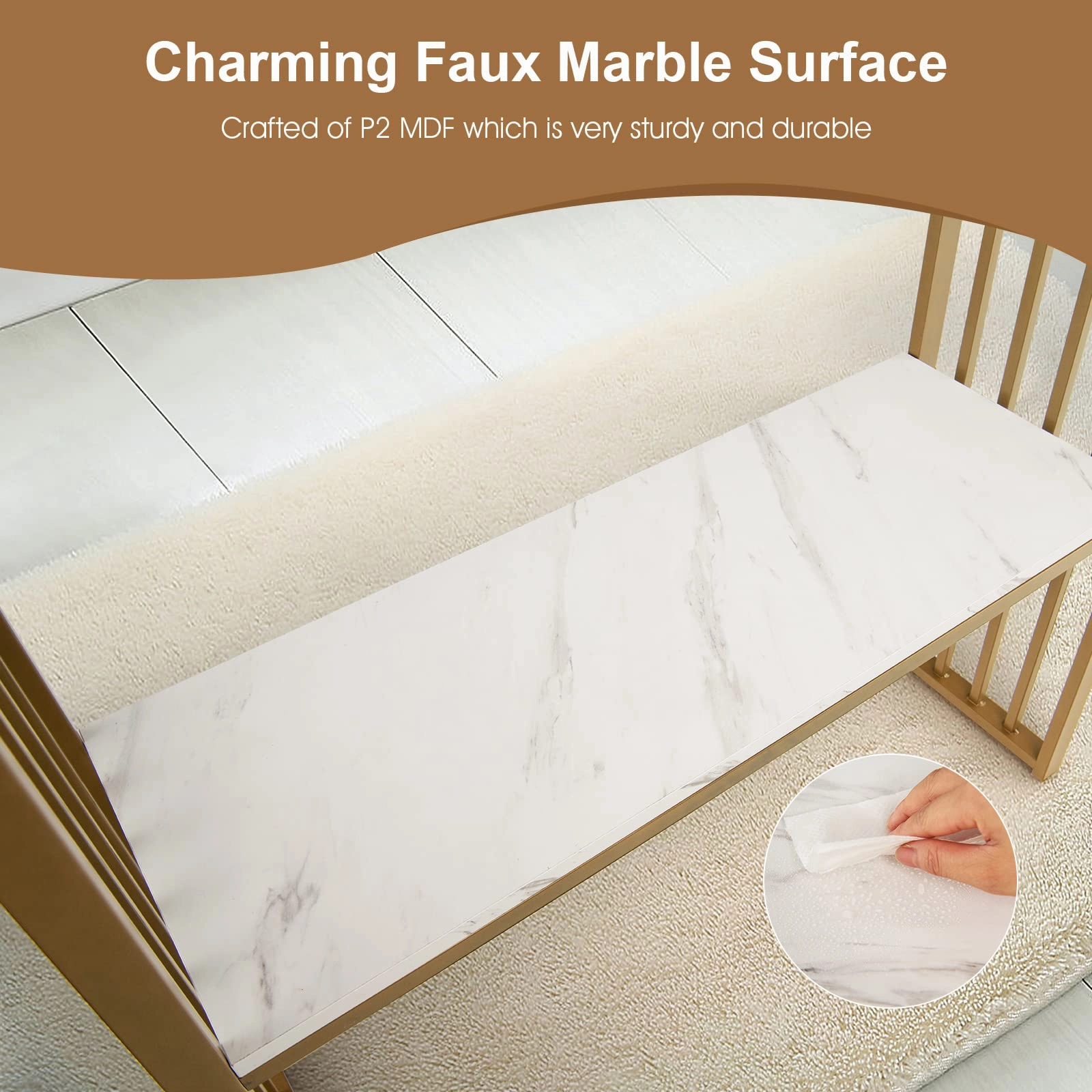Giantex Console Table Sofa Table - 48" Faux Marble Entryway Table