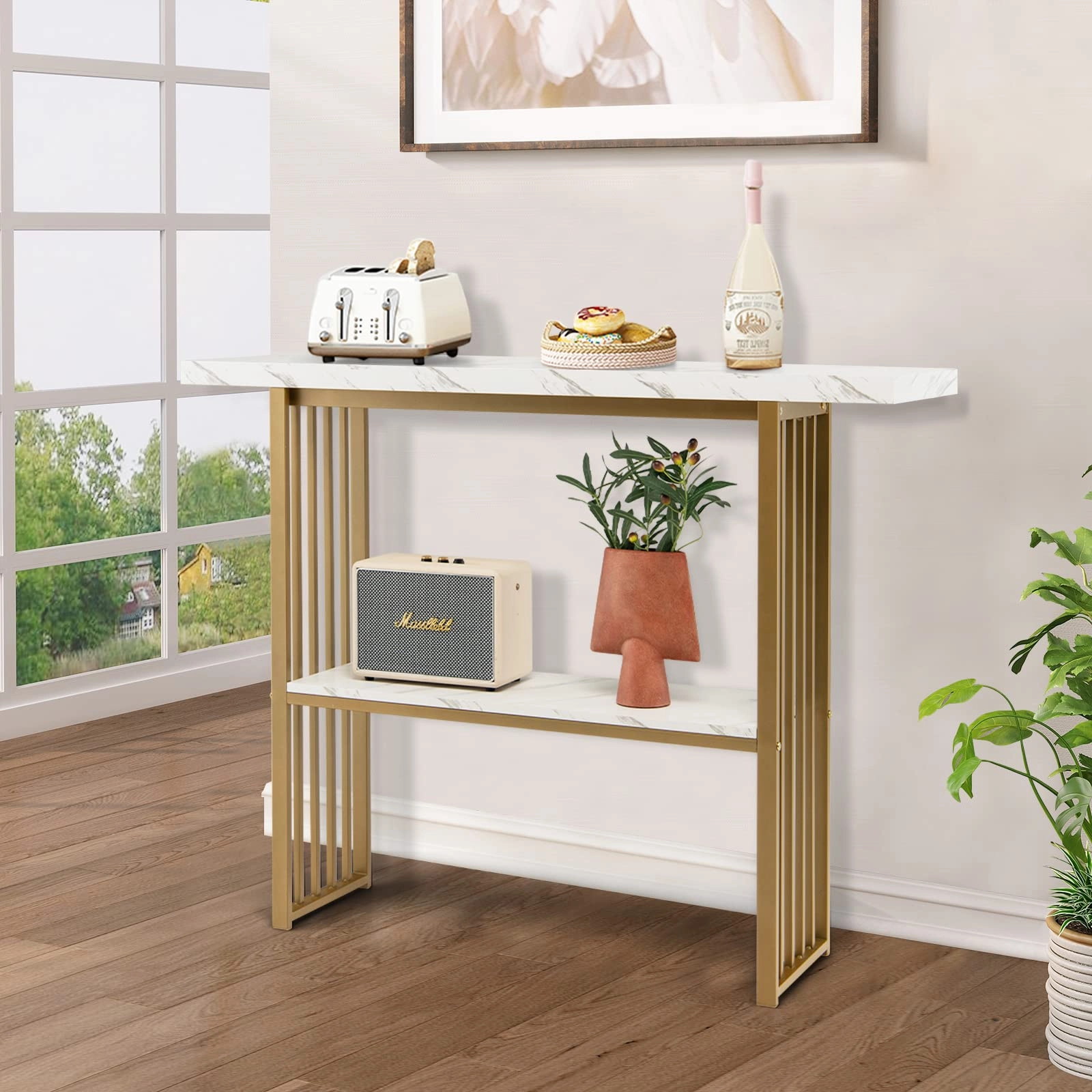 Giantex Console Table Sofa Table - 48" Faux Marble Entryway Table
