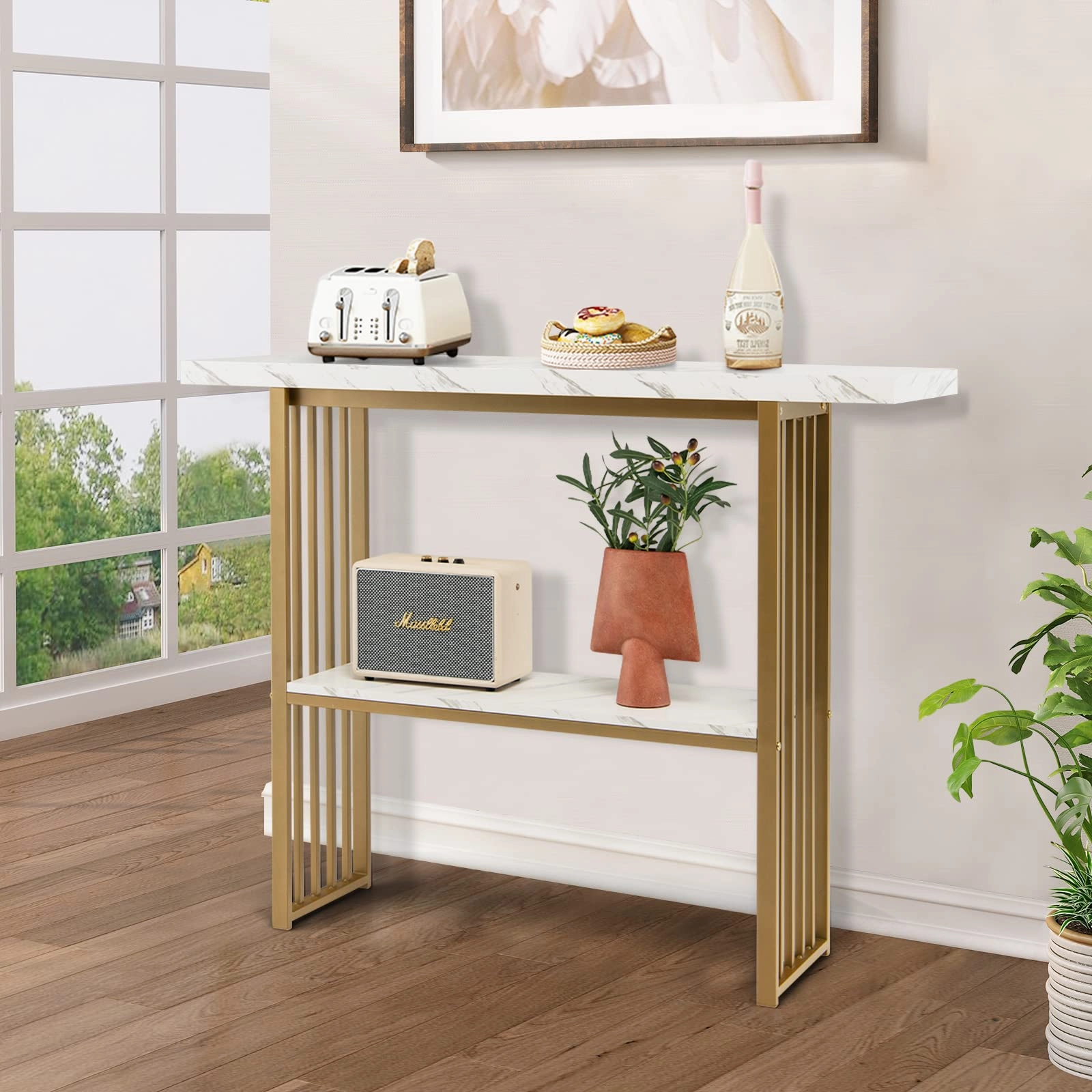Giantex Console Table Sofa Table - 48" Faux Marble Entryway Table