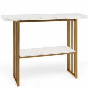 Giantex Console Table Sofa Table - 48" Faux Marble Entryway Table cowhide rug, animal hide rug