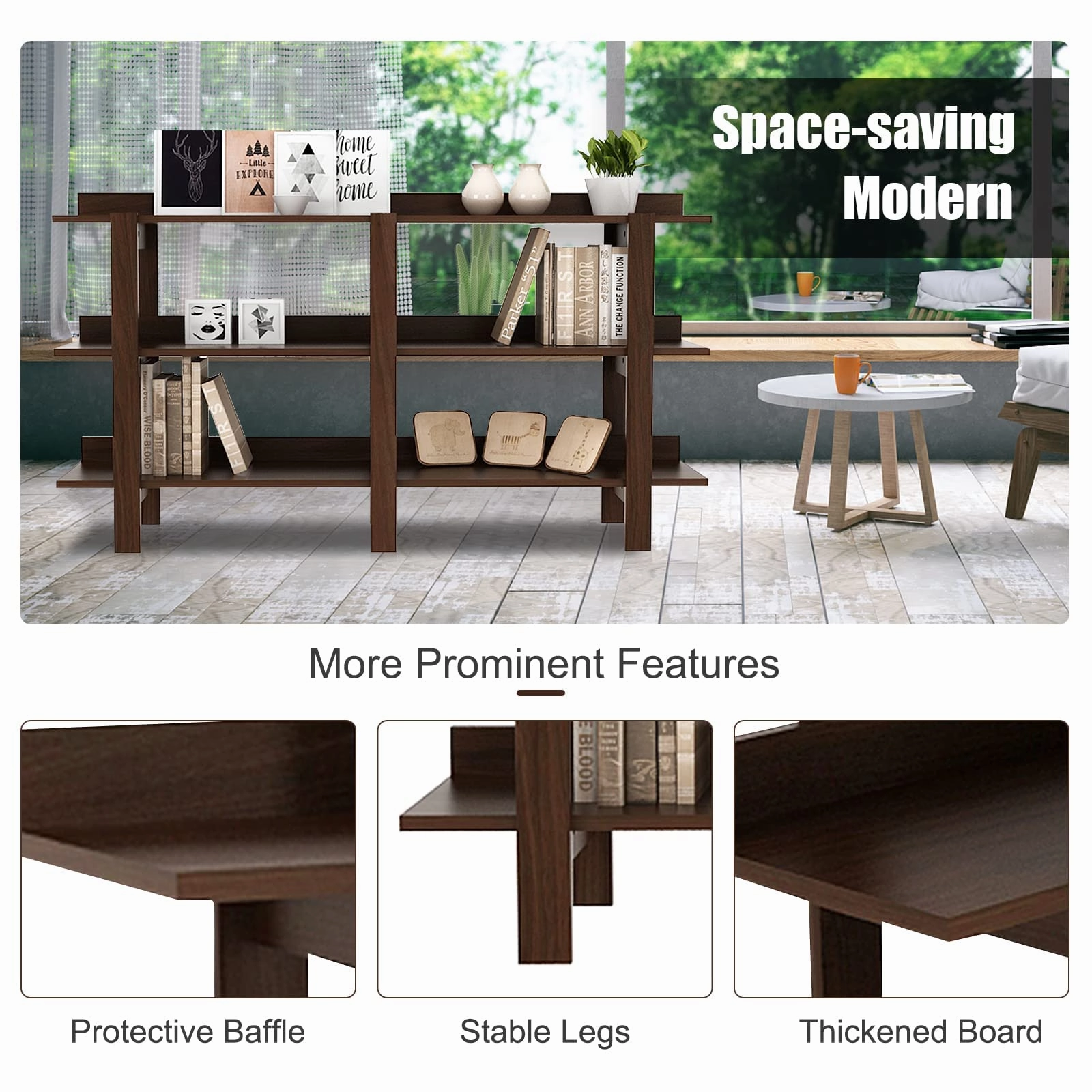 Giantex Console Table, Vintage 59inch Long Sofa Table with 3-Tier Open Shelf