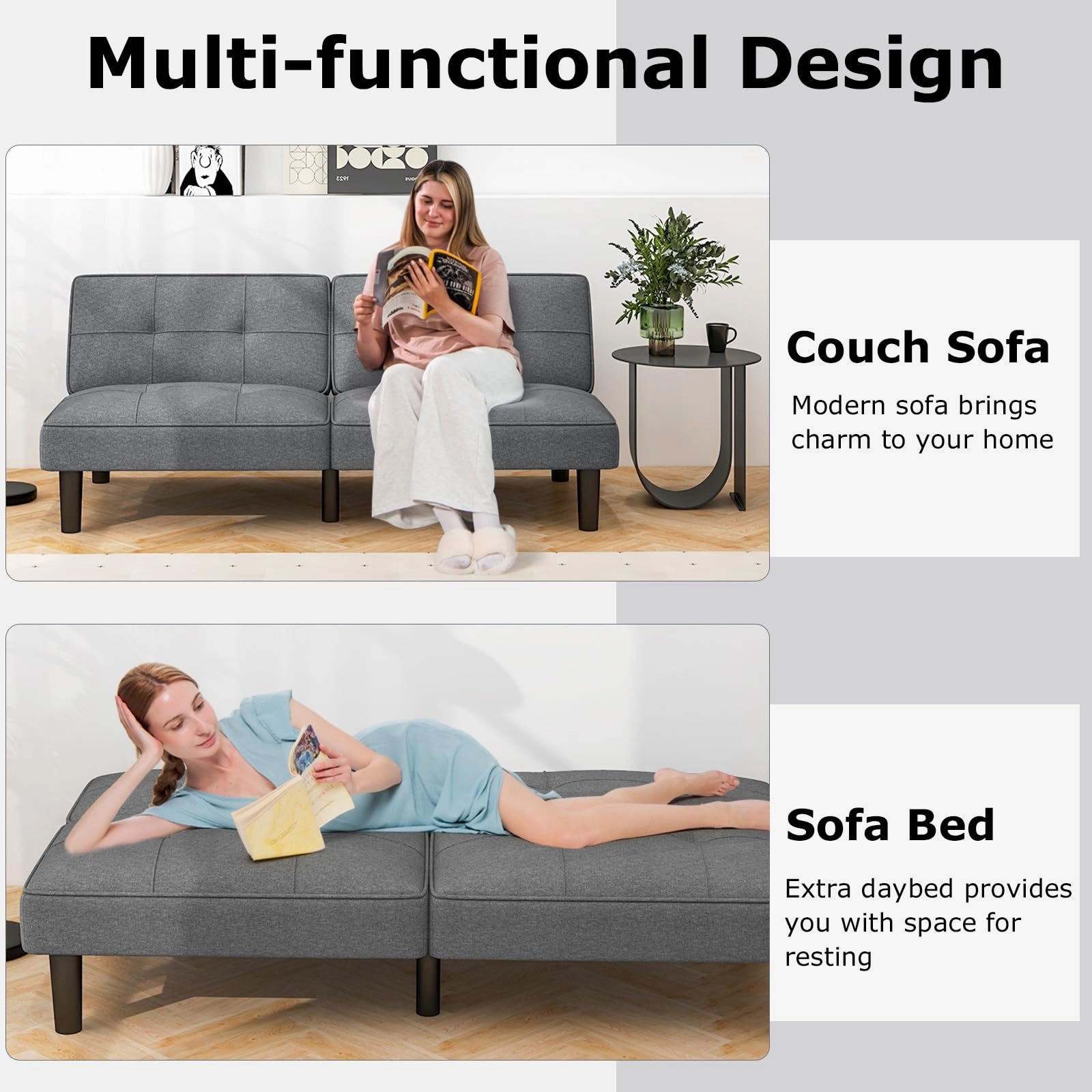 Giantex Convertible Futon Sofa Bed, Upholstered Folding Recliner