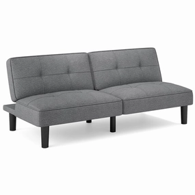 Giantex Convertible Futon Sofa Bed, Upholstered Folding Recliner storage ottoman, pouf
