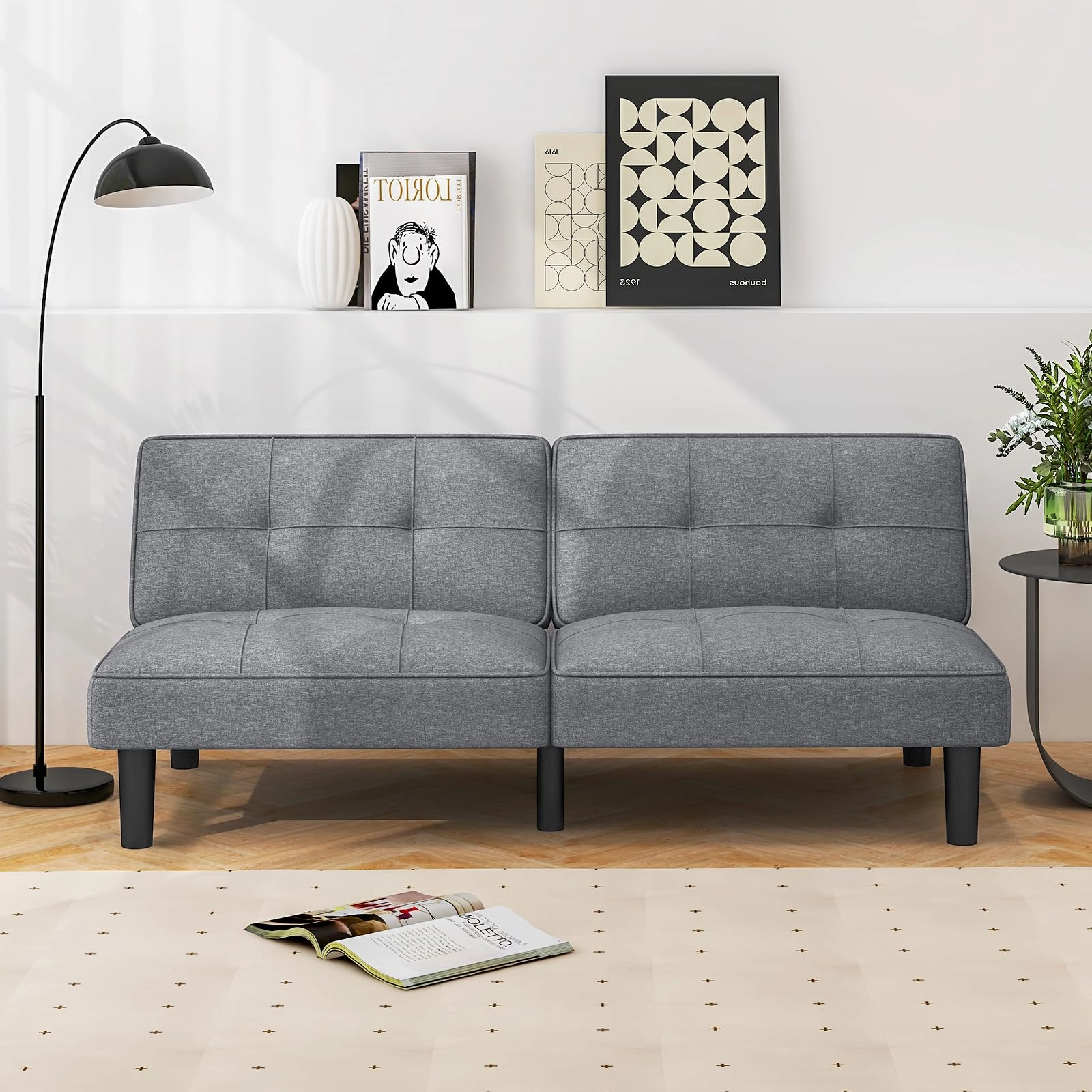 Giantex Convertible Futon Sofa Bed, Upholstered Folding Recliner
