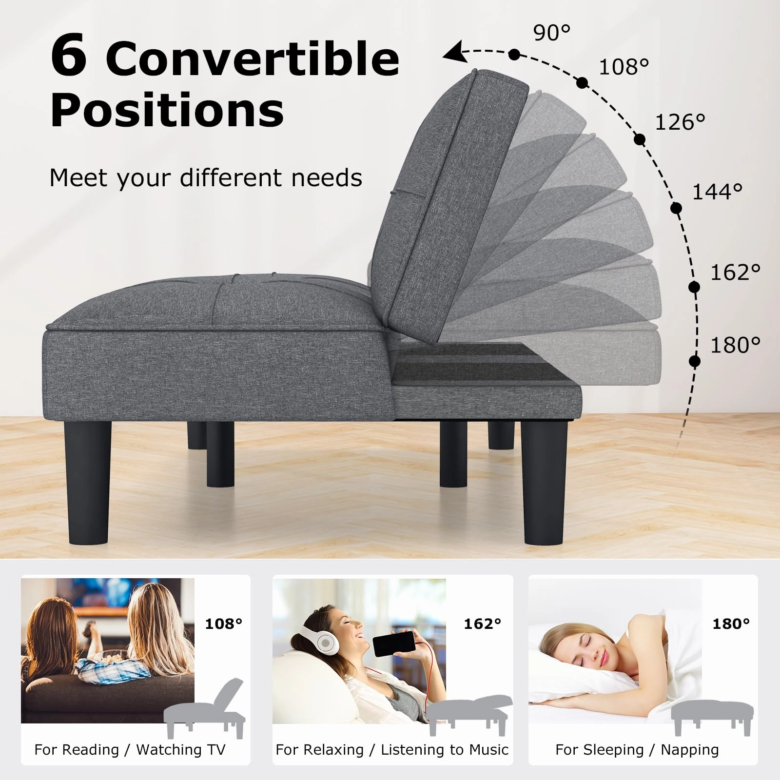 Giantex Convertible Futon Sofa Bed, Upholstered Folding Recliner