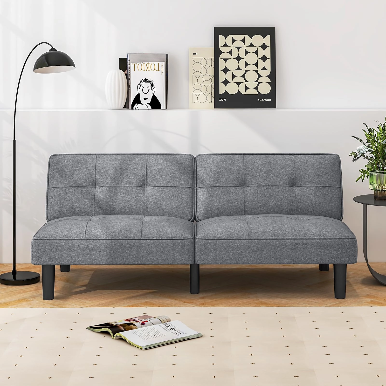 Giantex Convertible Futon Sofa Bed, Upholstered Folding Recliner