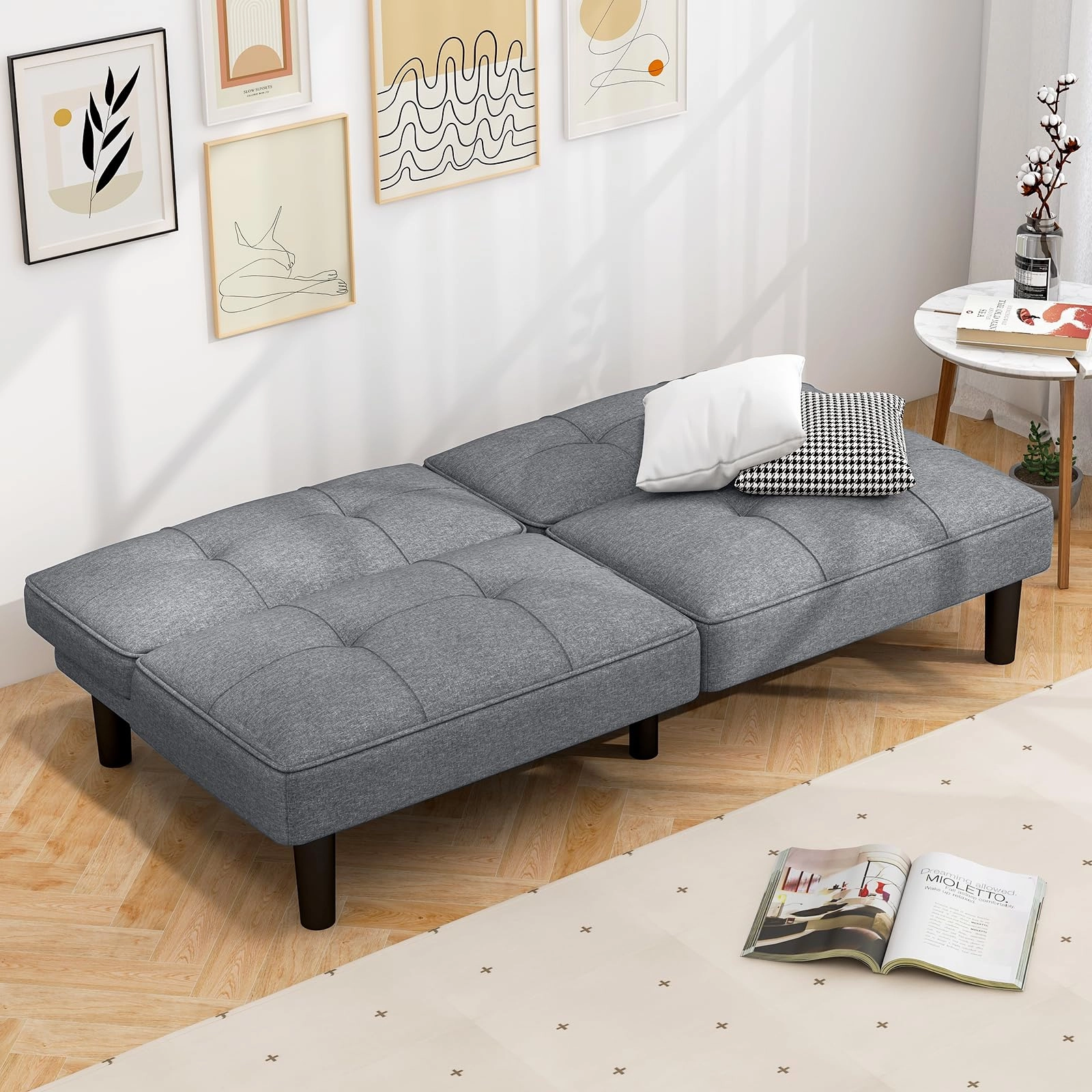 Giantex Convertible Futon Sofa Bed, Upholstered Folding Recliner
