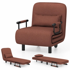 Giantex Convertible Sofa Bed, 3-in-1 Folding Sleeper Chair with 5-Position Adjustable Backrest sectional sofa, corner couch
