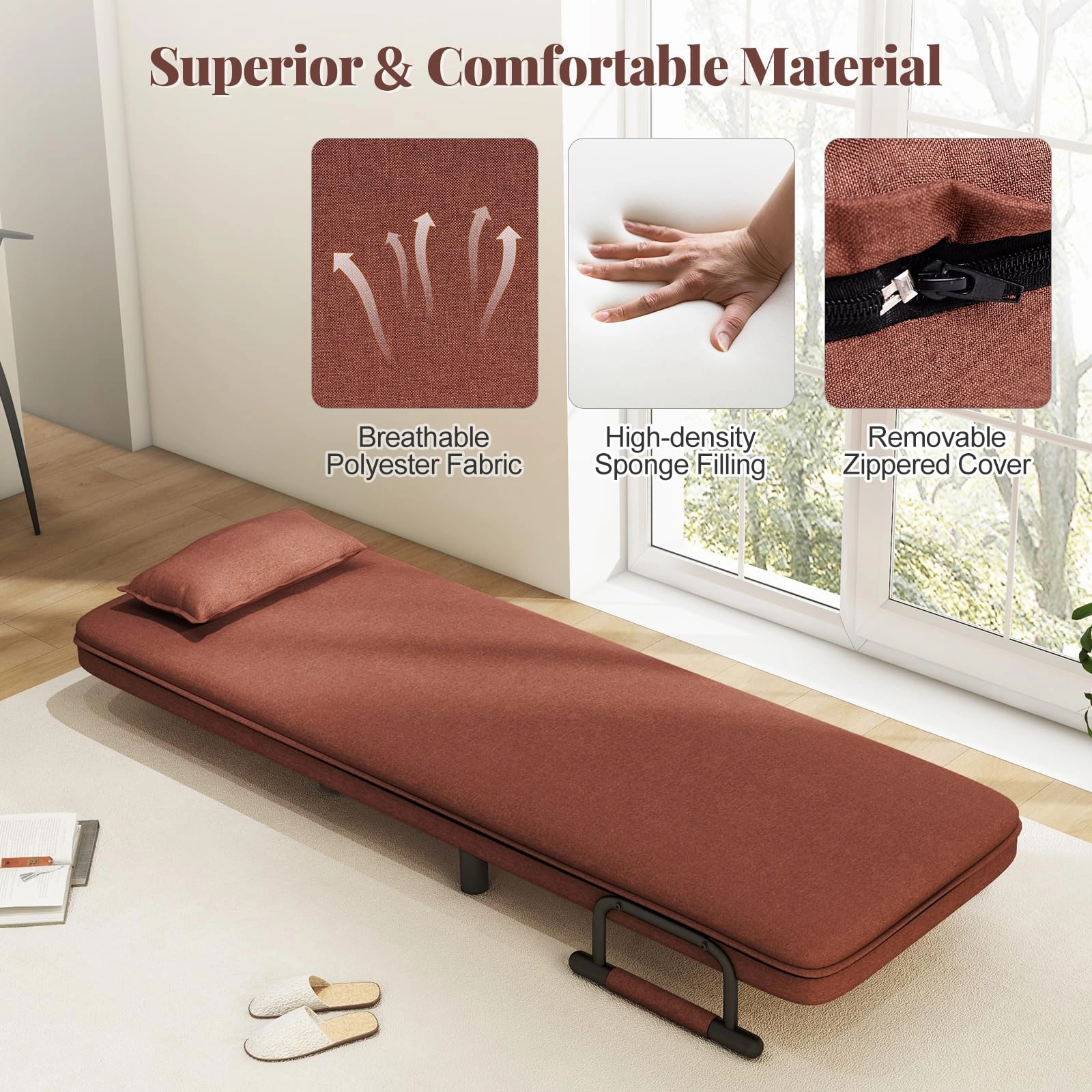 Giantex Convertible Sofa Bed, 3-in-1 Folding Sleeper Chair with 5-Position Adjustable Backrest