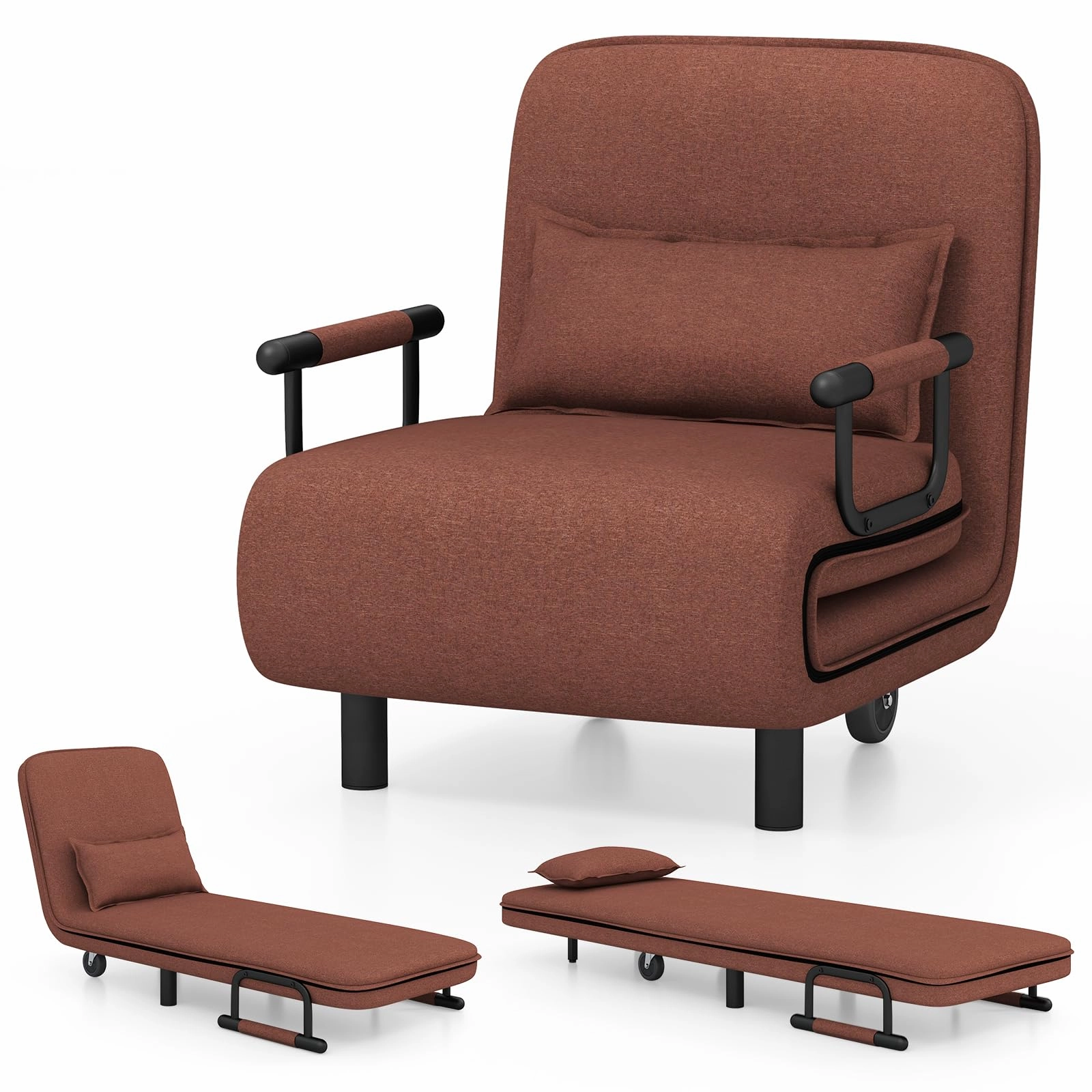 Giantex Convertible Sofa Bed, 3-in-1 Folding Sleeper Chair with 5-Position Adjustable Backrest sectional sofa, corner couch