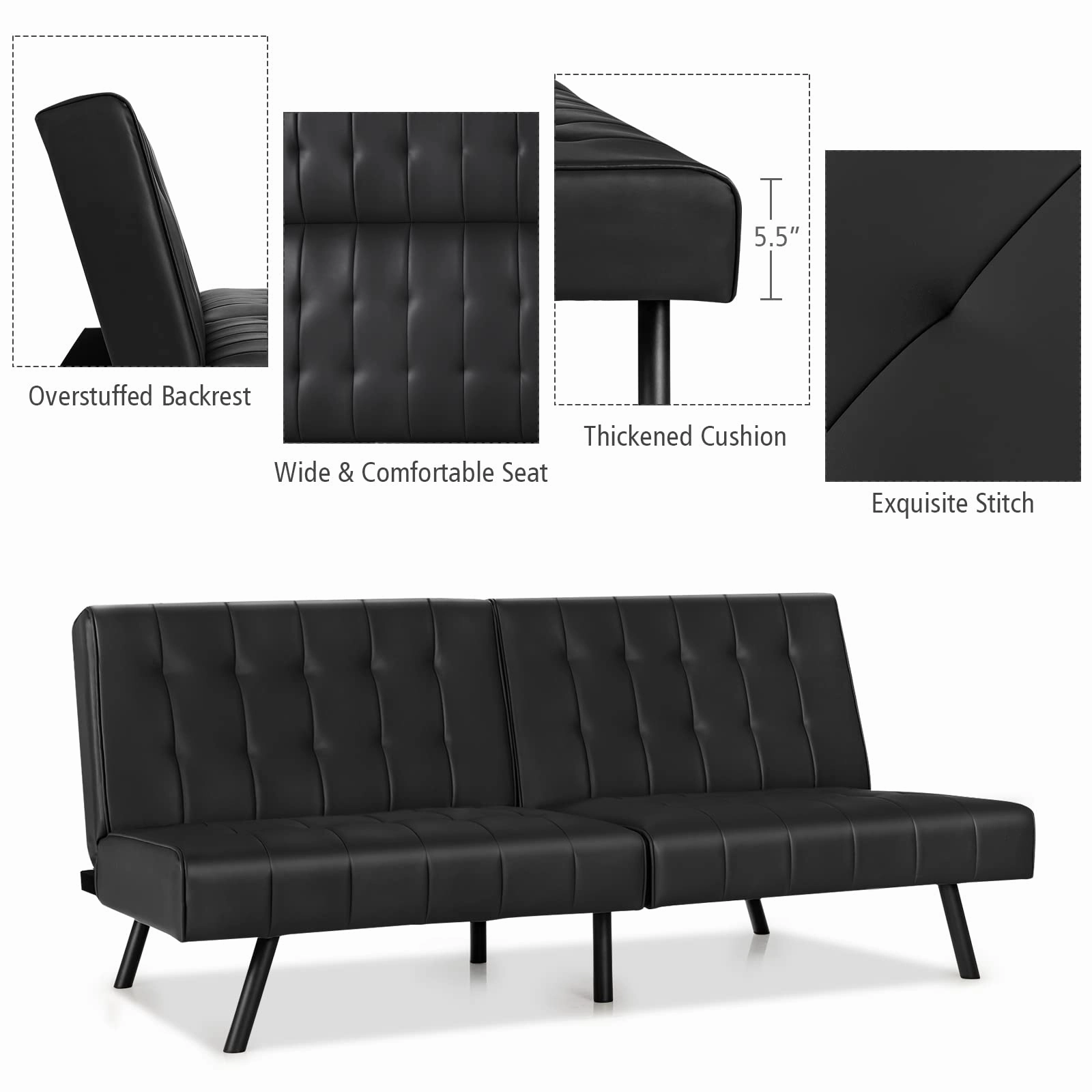Giantex Convertible Sofa Bed, Futon Sleeper Couch