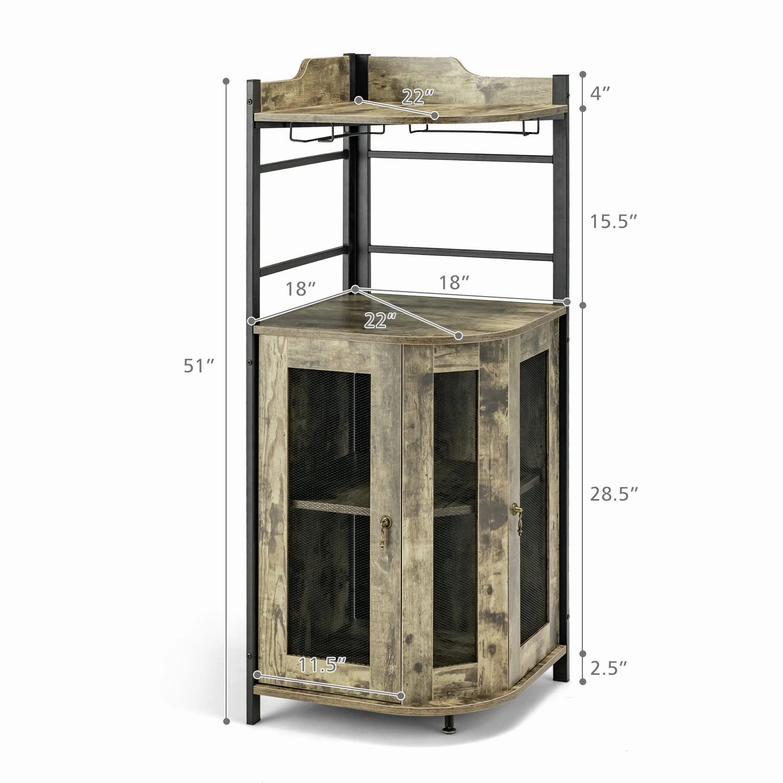 Giantex Corner Bar Cabinet with Glass Holder