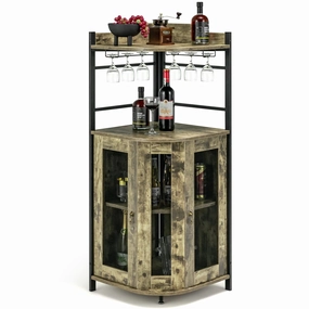Giantex Corner Bar Cabinet with Glass Holder kitchen towel, placemats