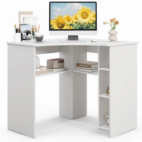 Giantex Corner Desk with Storage, 34" W x 30.5" H Small Computer Desk with Adjustable Shelves patio decor, garden accessories