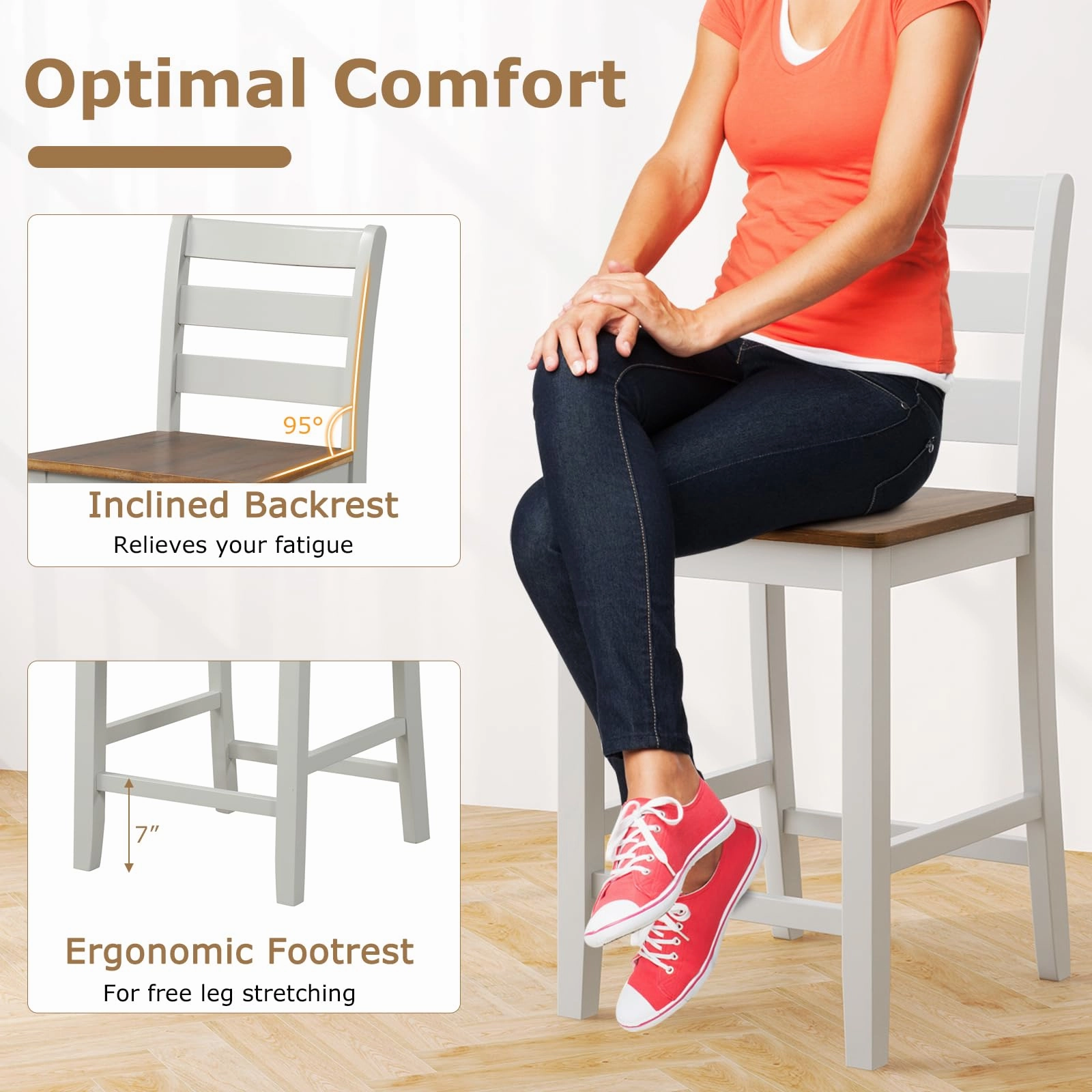 Giantex Counter Height Bar Stools Set