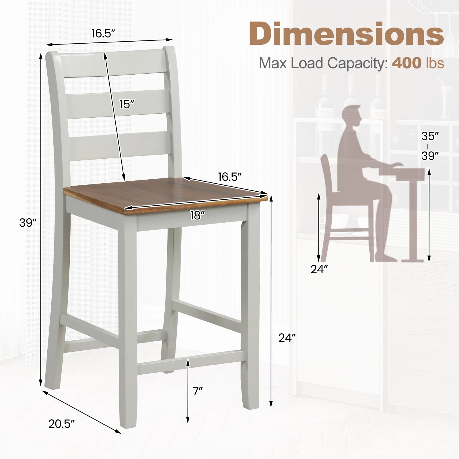Giantex Counter Height Bar Stools Set