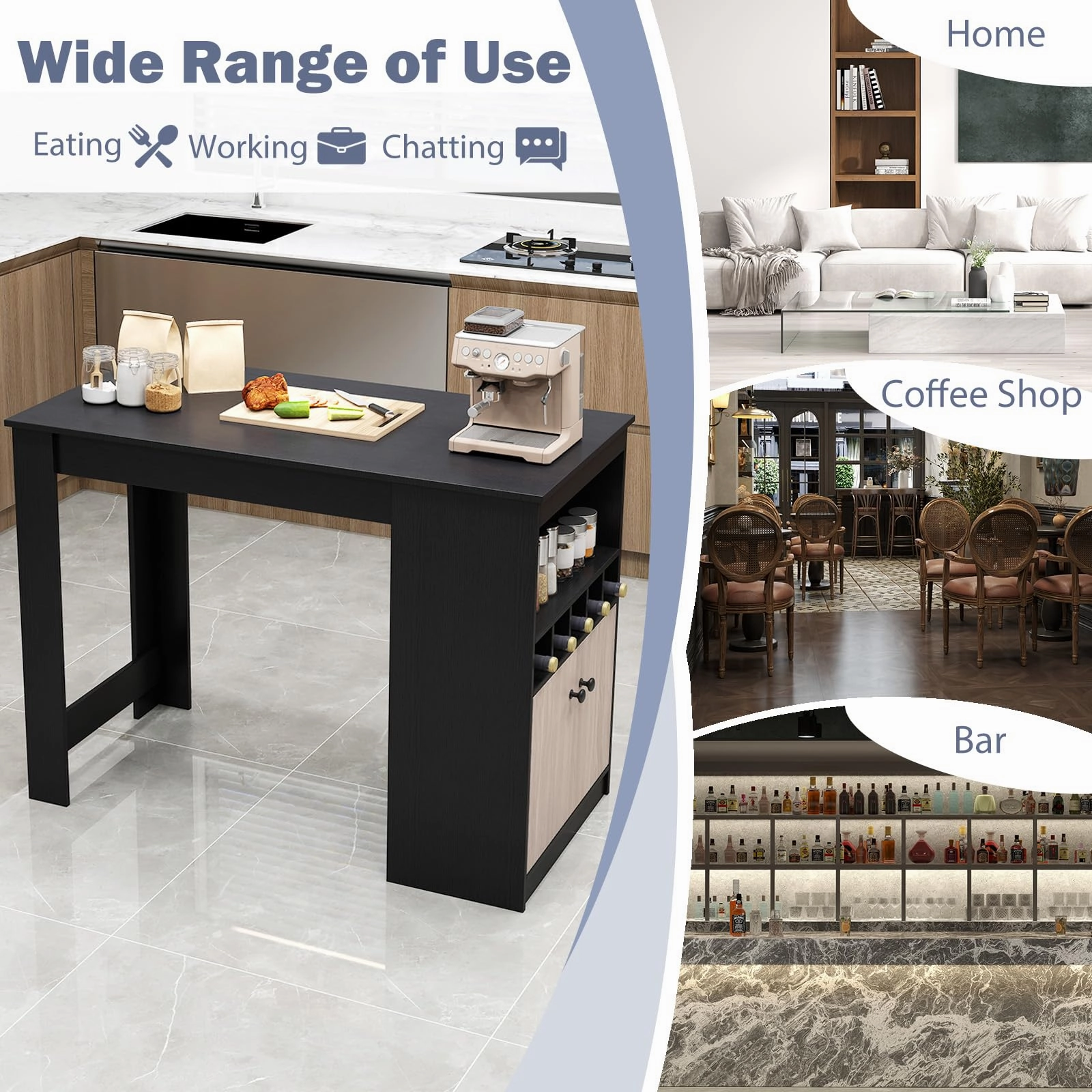 Giantex Counter Height Bar Table with Storage Cabinet