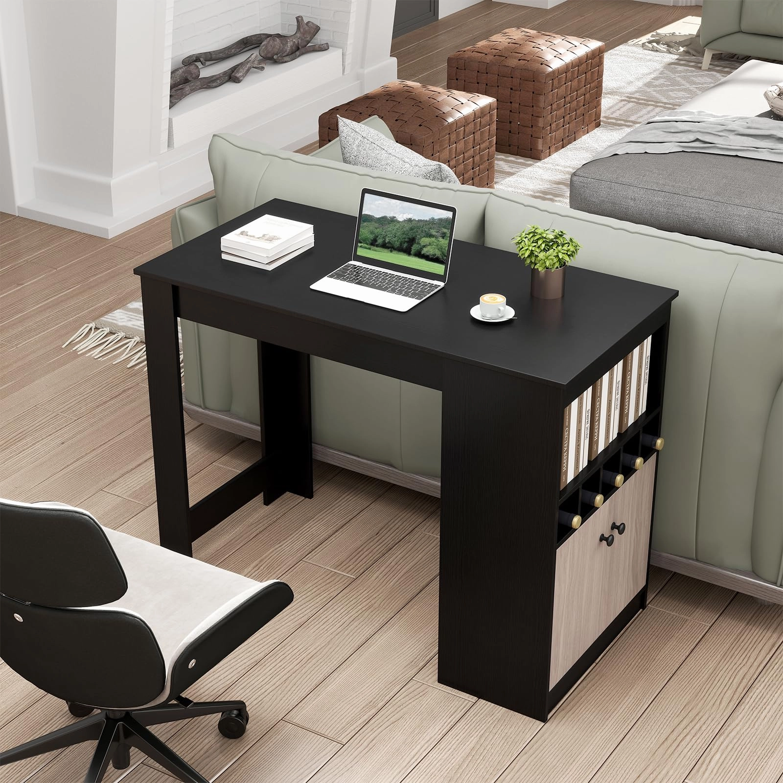 Giantex Counter Height Bar Table with Storage Cabinet